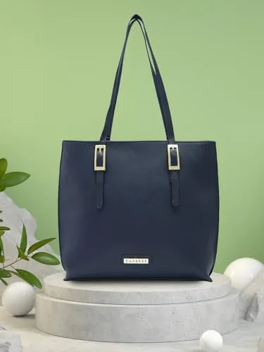 Caprese Jenny Tote Bag, Medium-Navy | Stylish Handbag for Women | Spacious, Versatile Office & Daily Essentials Tote | Top Zip Closure