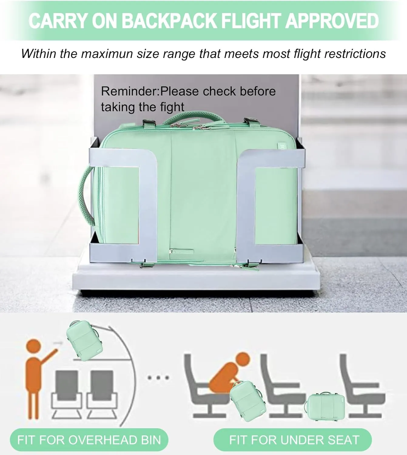 Carry On Backpack, 42L Flight Approved Travel Backpack for Men Women,Airline Approved Gym Backpack Waterproof Business Laptop Daypack Laptop Backpack,Casual Daypack for Business Weekend Hiking