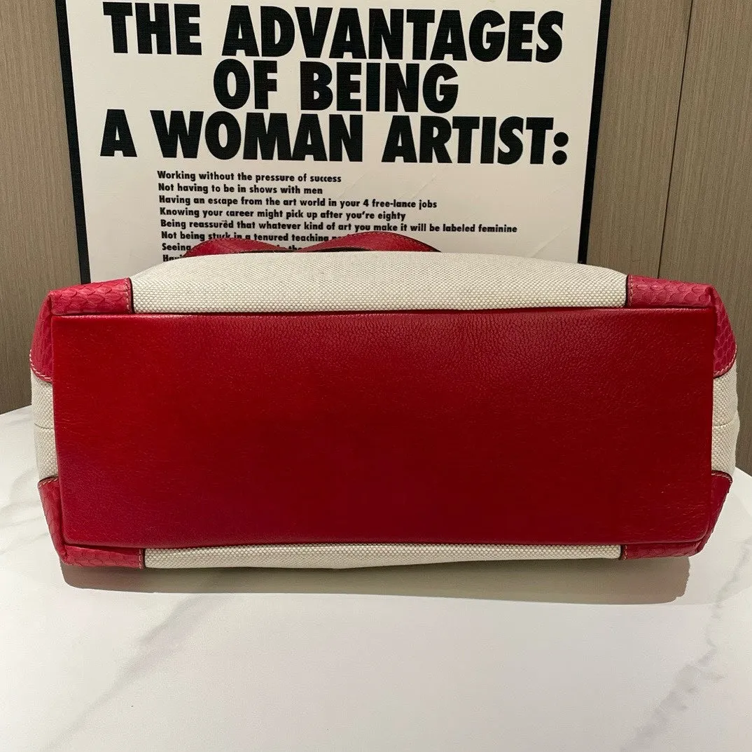 Cartier Canvas Tote Bag Beige Red Large
