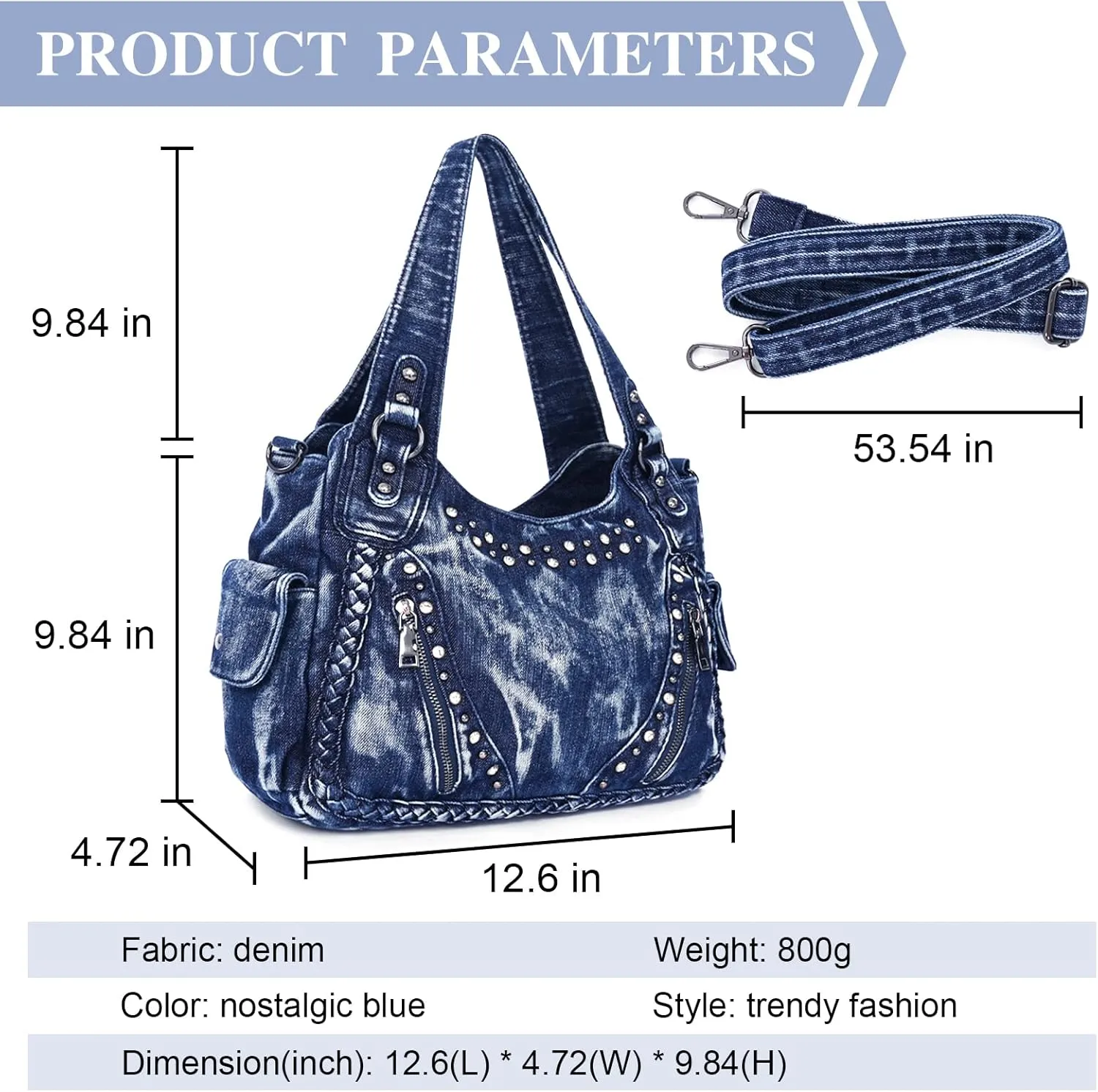 Casual Washed Denim Shoulder Bags Top Handle Lady's Hobo Bags Women Purses And Handbags