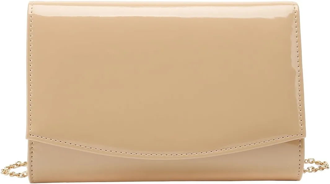 CHARMING TAILOR Patent Leather Flap Clutch Classic Elegant Evening Bag Chic Dress Purse