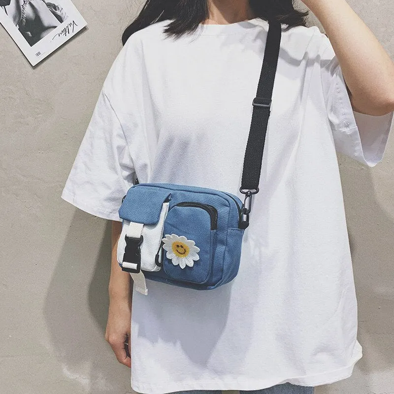 Christmas Gift Canvas Women's Shoulder Crossbody Bag Small Canvas Clutch Flap Fashion Korean Cloth Female Students Messenger Bags Handbags