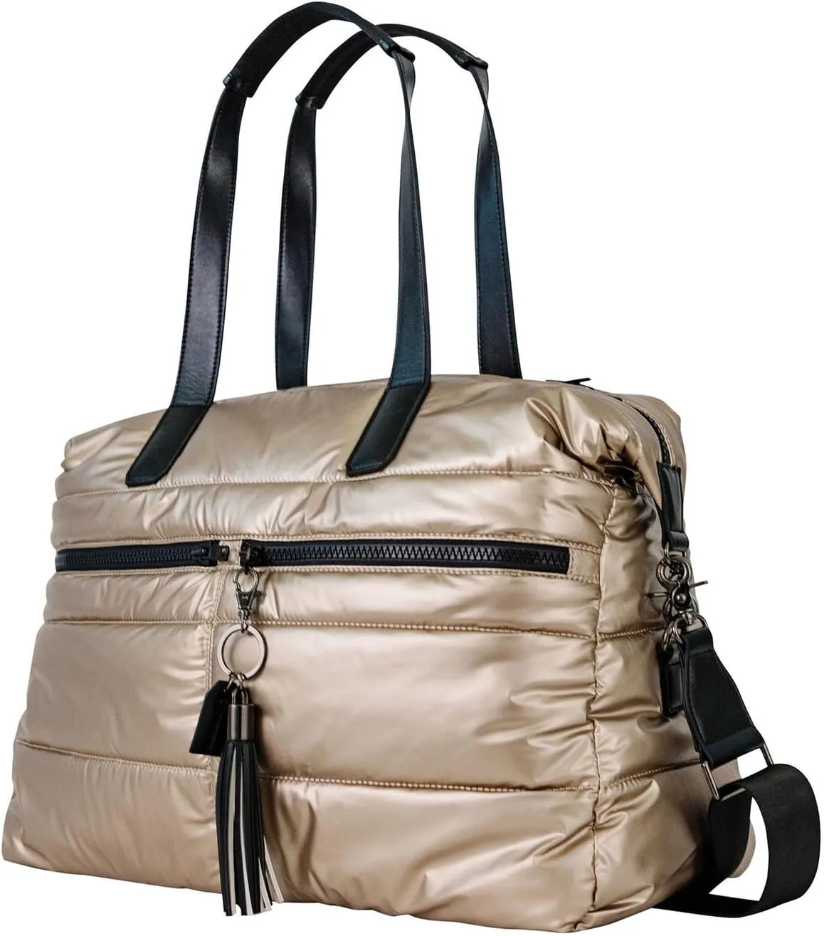 Citi Collective Gallery Weekender Bags for Women-Gold | Versatile Work Bag | Travel Bag with Adjustable Straps for women | Laptop sleeve inside comes with bonus shoe bag & more