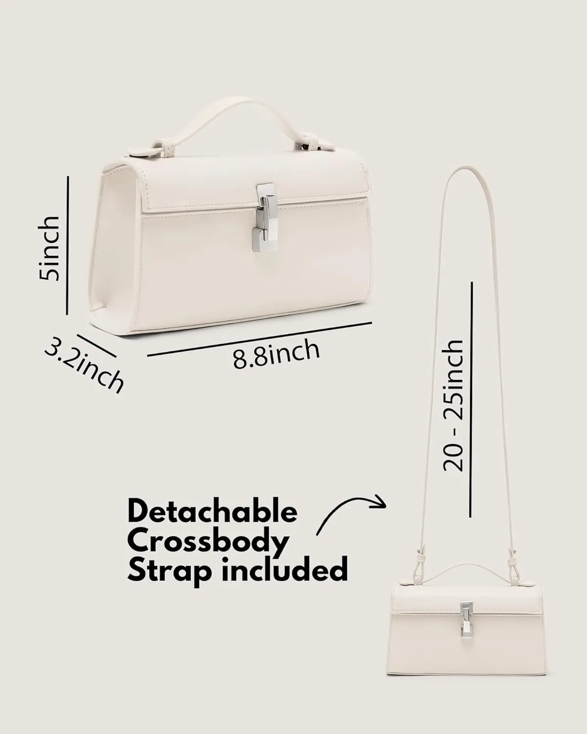Clutch Purses for Women - Small Purse Top Handle - Evening Bag - Adjustable Crossbody Handbag - Trendy PU Leather