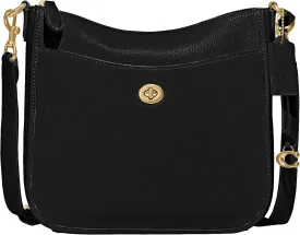 COACH Polished Pebble Leather Chaise Crossbody, Black, One Size