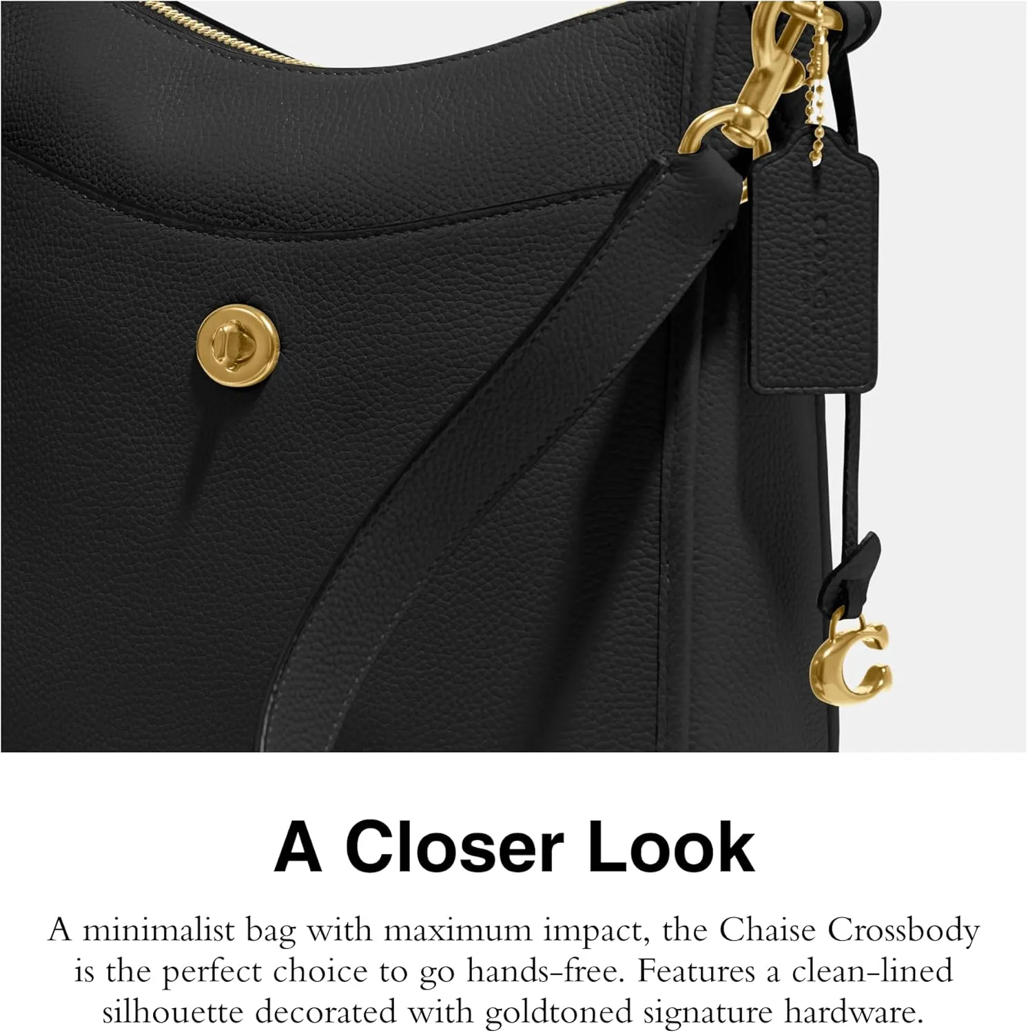 COACH Polished Pebble Leather Chaise Crossbody, Black, One Size
