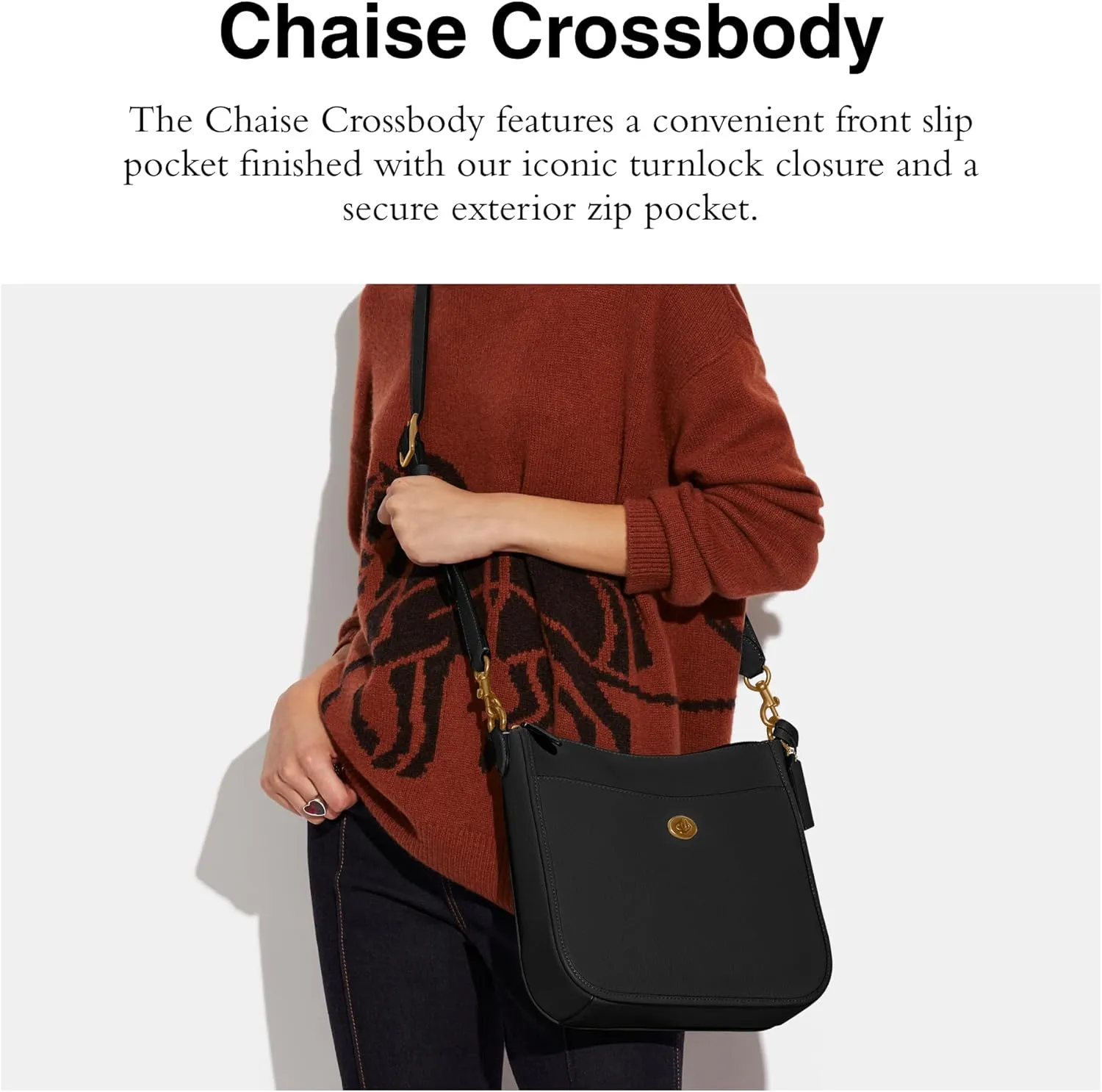 COACH Polished Pebble Leather Chaise Crossbody, Black, One Size