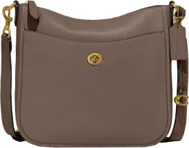 Coach Womens Polished Pebble Leather Chaise Crossbody, Dark Stone