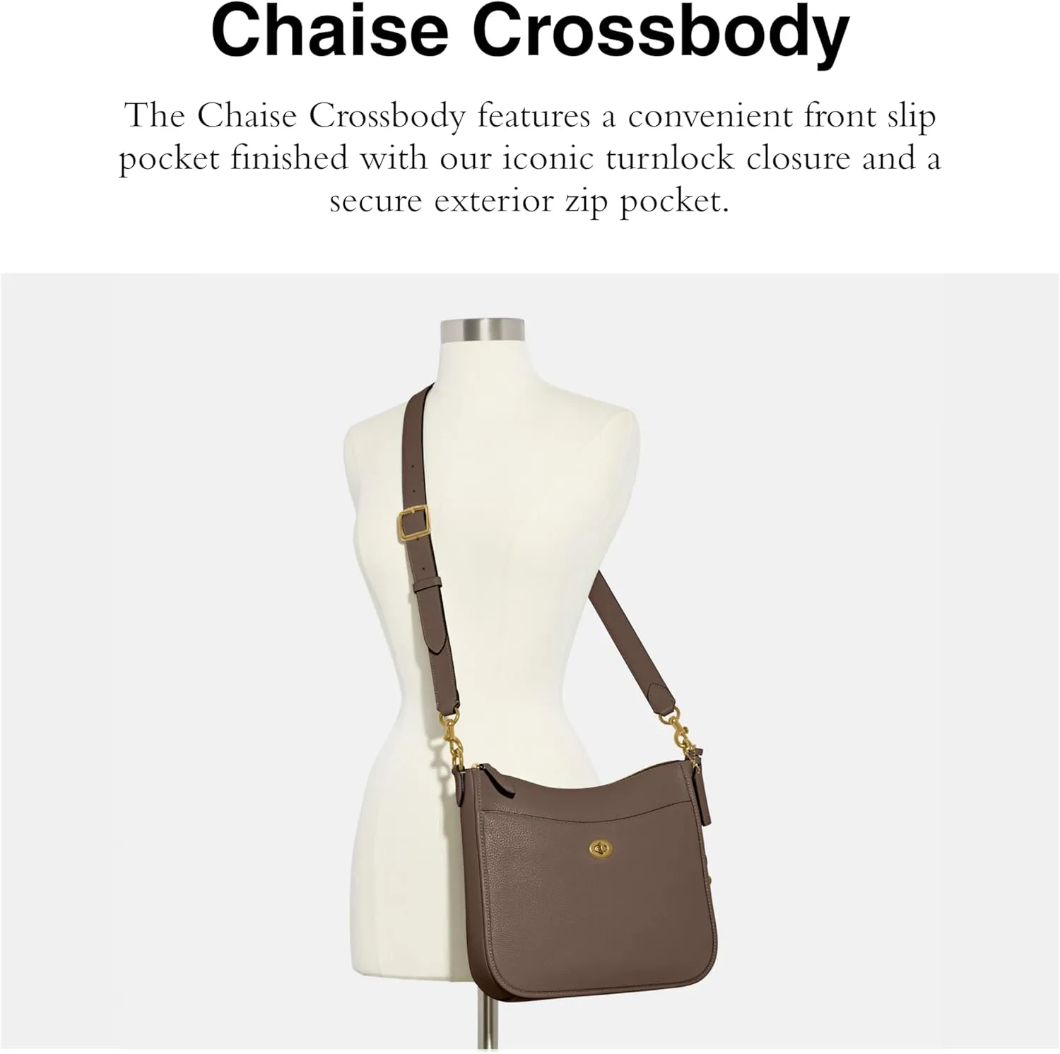 Coach Womens Polished Pebble Leather Chaise Crossbody, Dark Stone