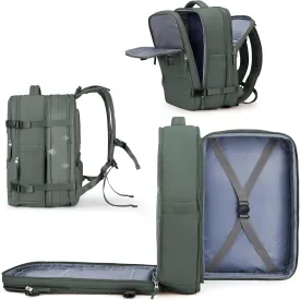 coowoz Large Travel Backpack For Women Men, Carry On Backpack,Hiking Backpack Waterproof Outdoor Sports Rucksack Casual Daypack Expandable Heavy Duty Extra large Backpack Olive Green EX
