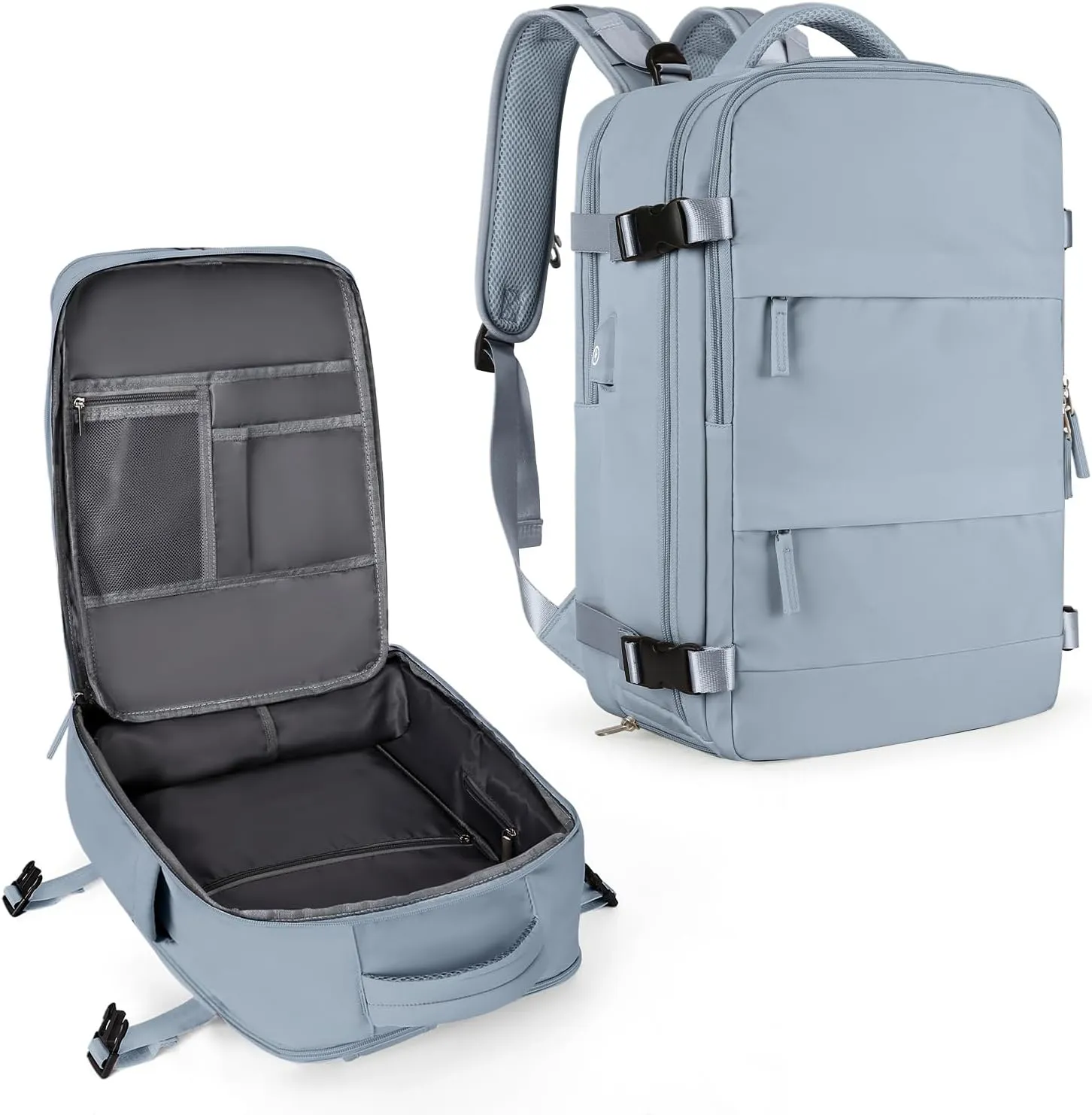 coowoz Large Travel Backpack For Women Men,Carry On Backpack,Hiking Backpack Waterproof Outdoor Sports Rucksack Casual Daypack travel essentialsGray Blue