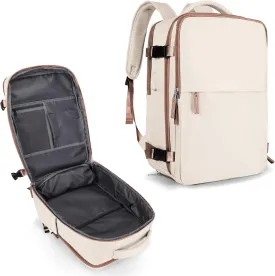 coowoz Travel Backpack For Women Men Airline Approved,Beige Brown Carry On Backpack,Large Hiking Backpack Waterproof Outdoor Sports Rucksack Casual Daypack Fit 15.6 Inch Laptop Backpack