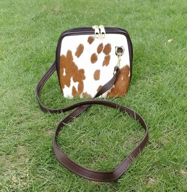 Cowhide Leather Crossbody Bag.