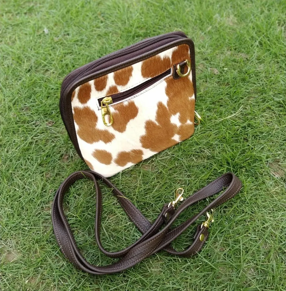 Cowhide Leather Crossbody Bag.