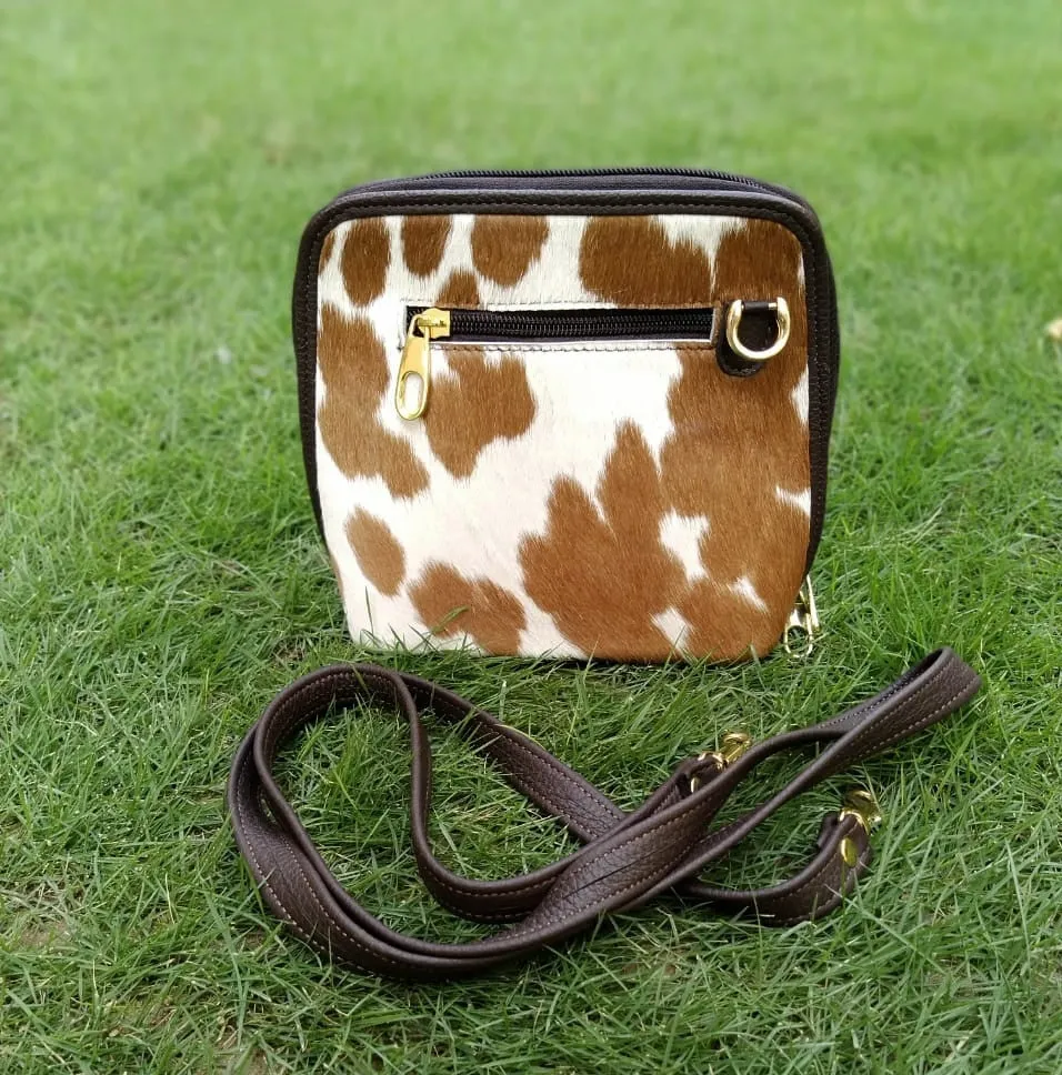Cowhide Leather Crossbody Bag.