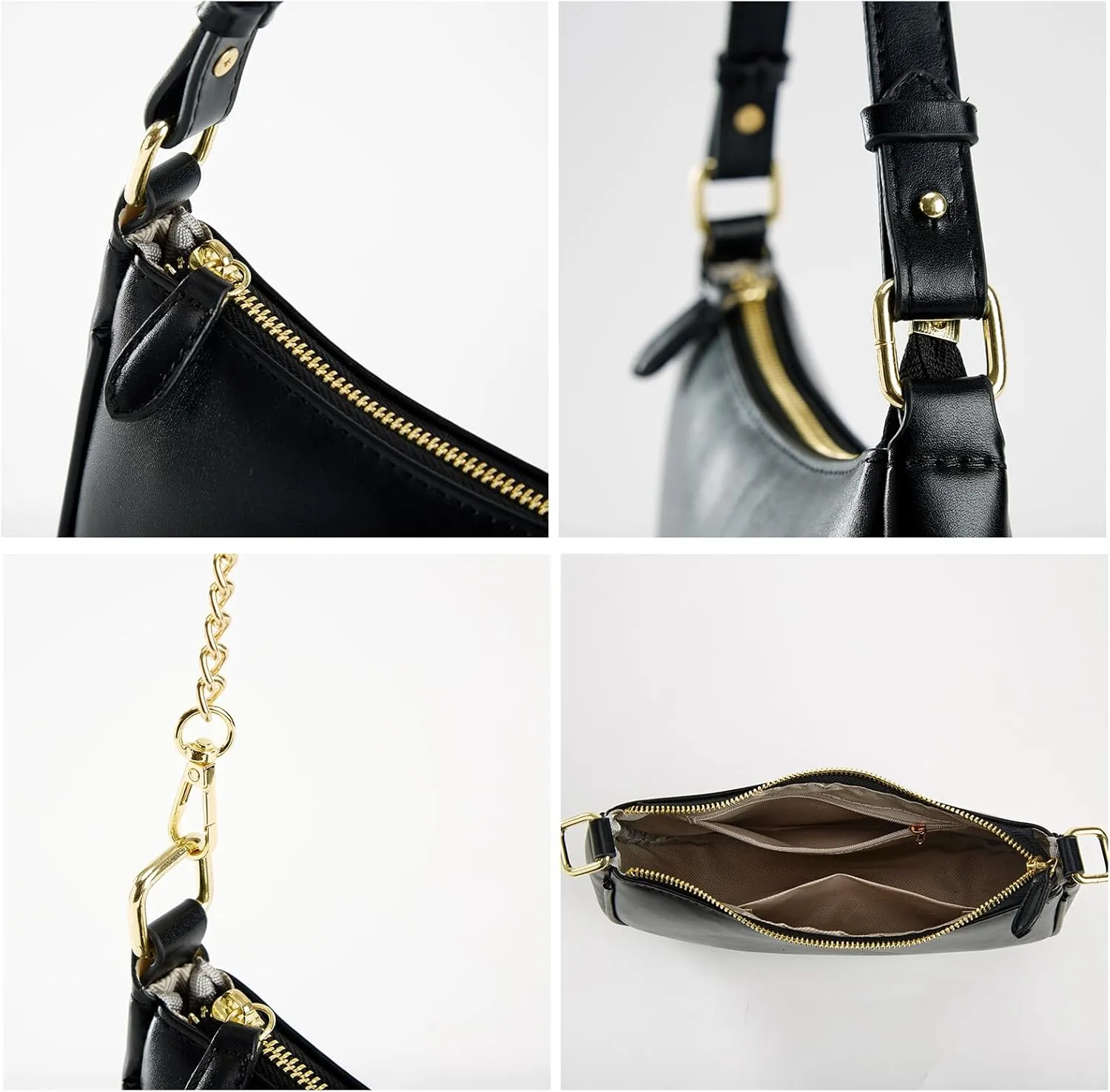 Crescent Shoulder Bag for Women Trendy Tote Handbag Purse Vegan Leather Clutch Handbag with 2 Removable Straps
