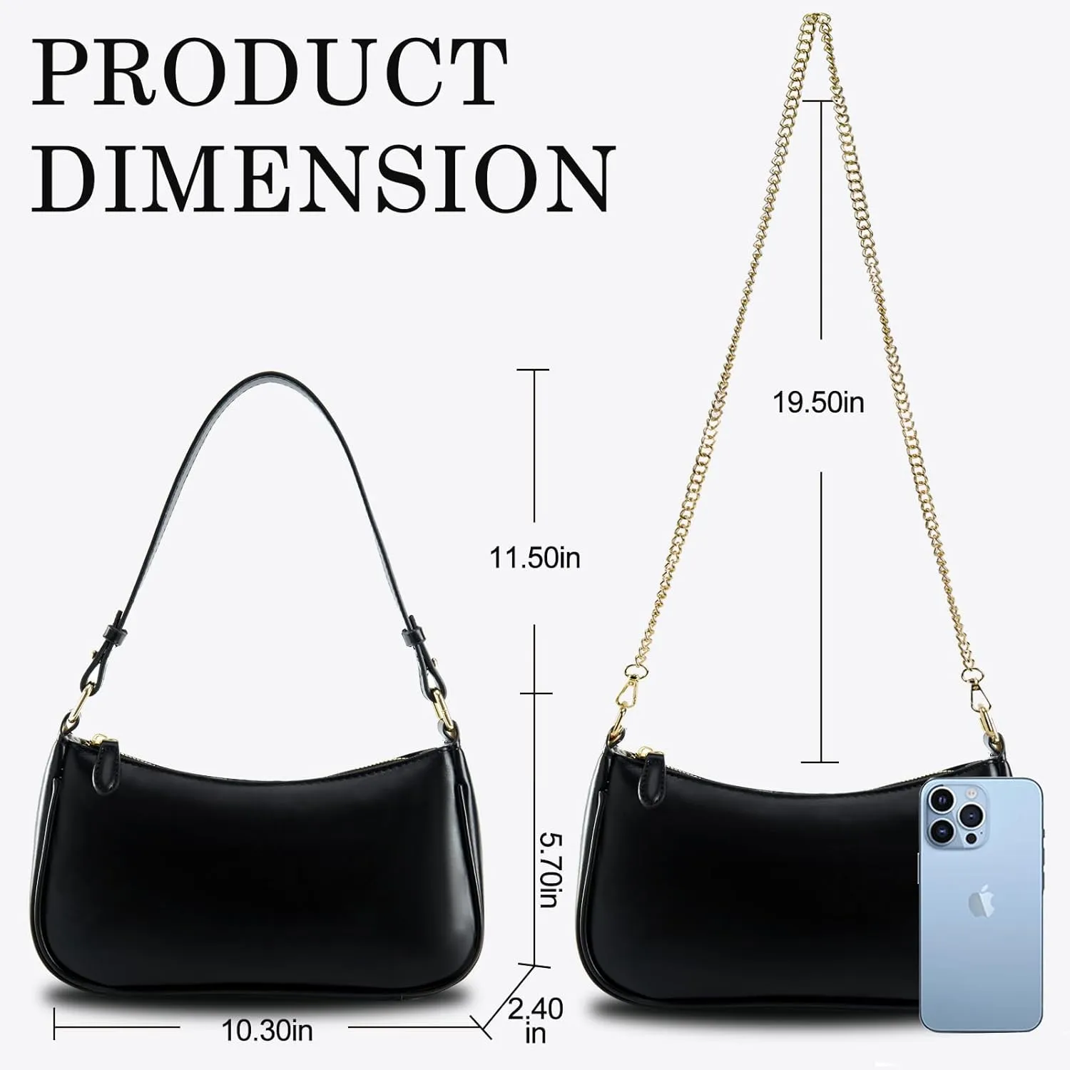 Crescent Shoulder Bag for Women Trendy Tote Handbag Purse Vegan Leather Clutch Handbag with 2 Removable Straps
