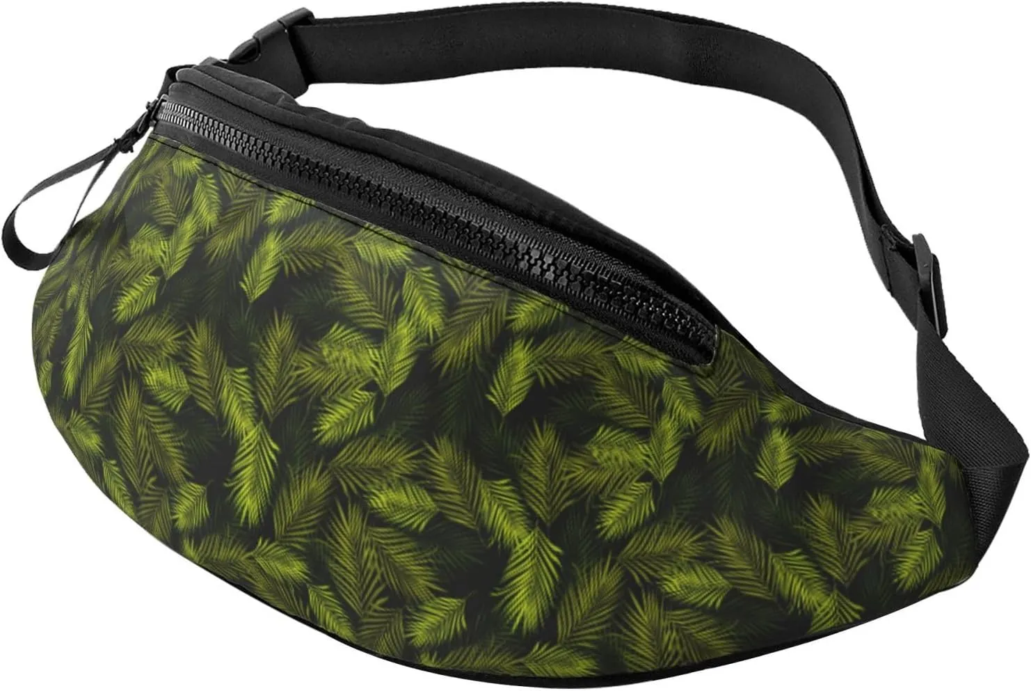 Crossbody Fanny Packs for Women Men - Tropical Palm Leaves Fern Leaf Running Waist Bag Travel Belt Bag for Women Men