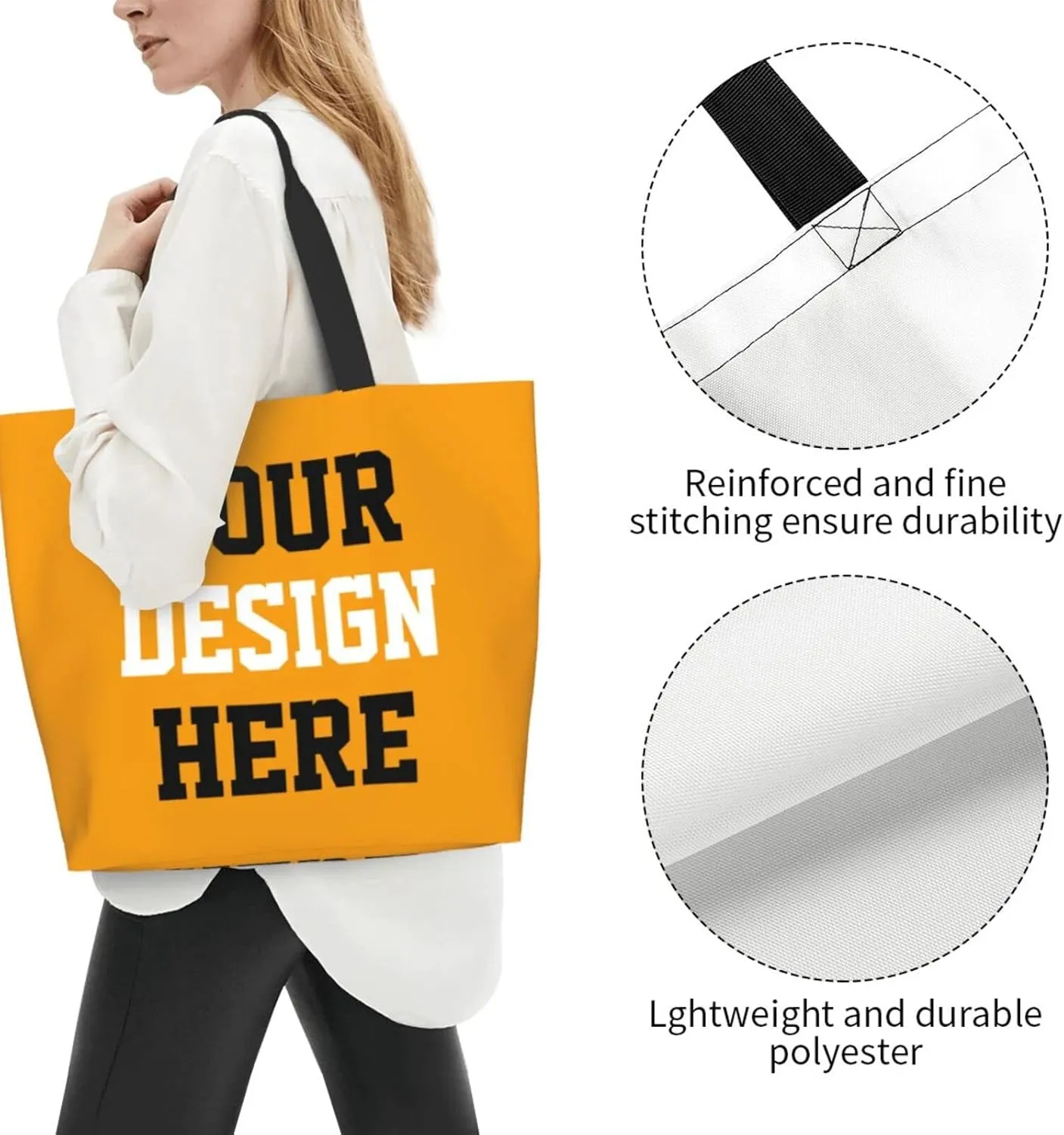 Custom Tote Bags Custom Bags With You Team Logo Text Picture Travel Business Shopping Women Teacher Personalized Shoulder Bag
