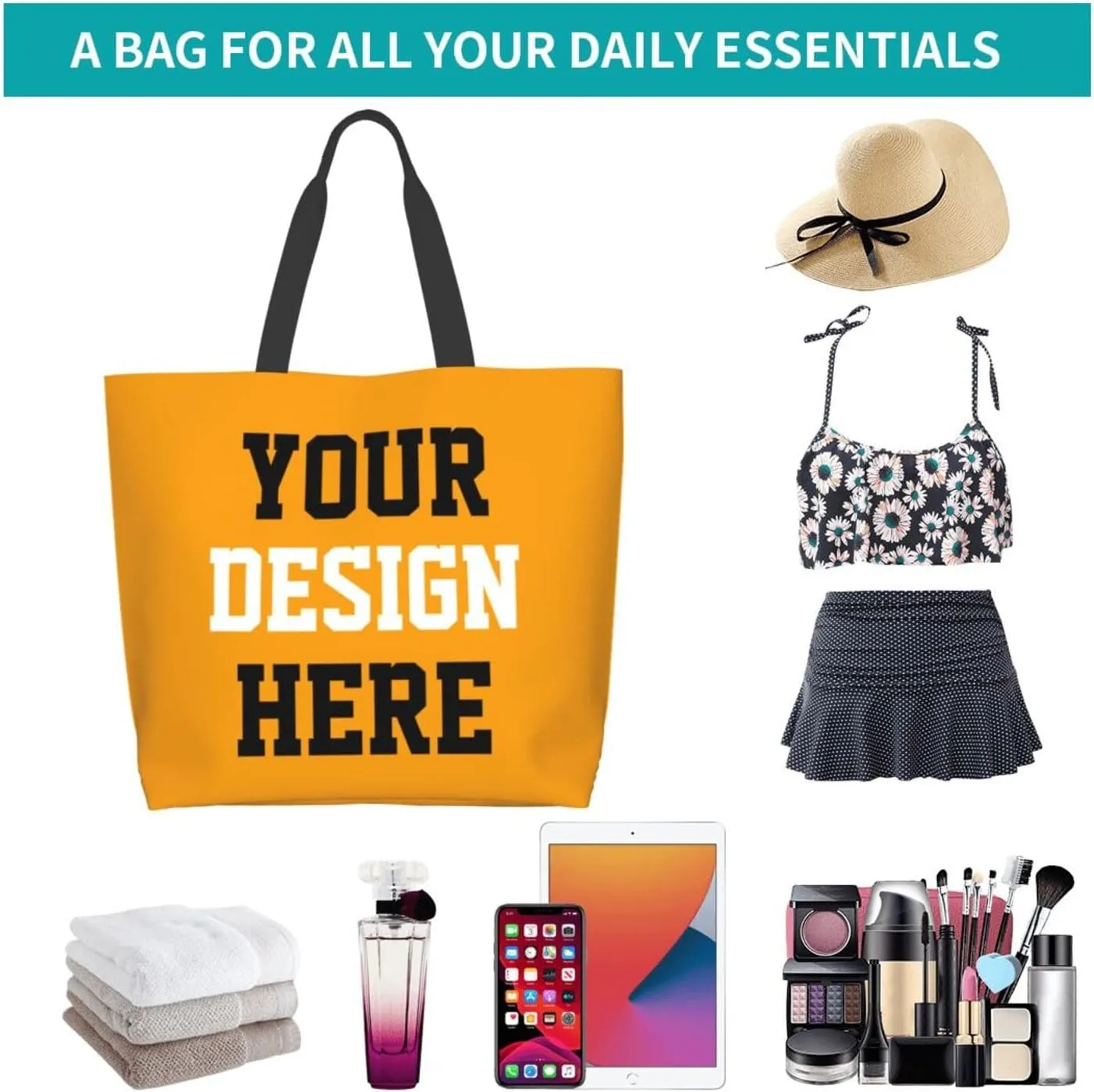 Custom Tote Bags Custom Bags With You Team Logo Text Picture Travel Business Shopping Women Teacher Personalized Shoulder Bag
