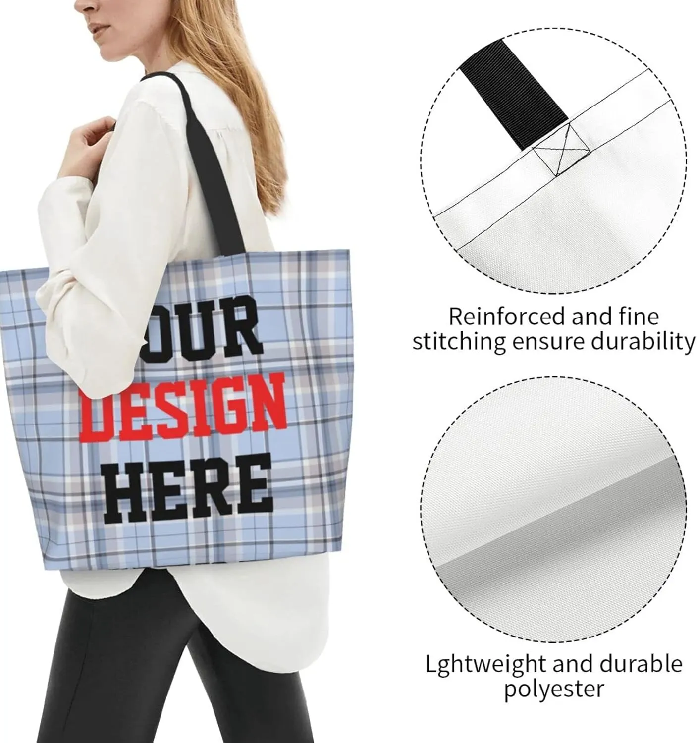 Custom Tote Bags Custom Bags With You Team Logo Text Picture Travel Business Shopping Women Teacher Personalized Shoulder Bag