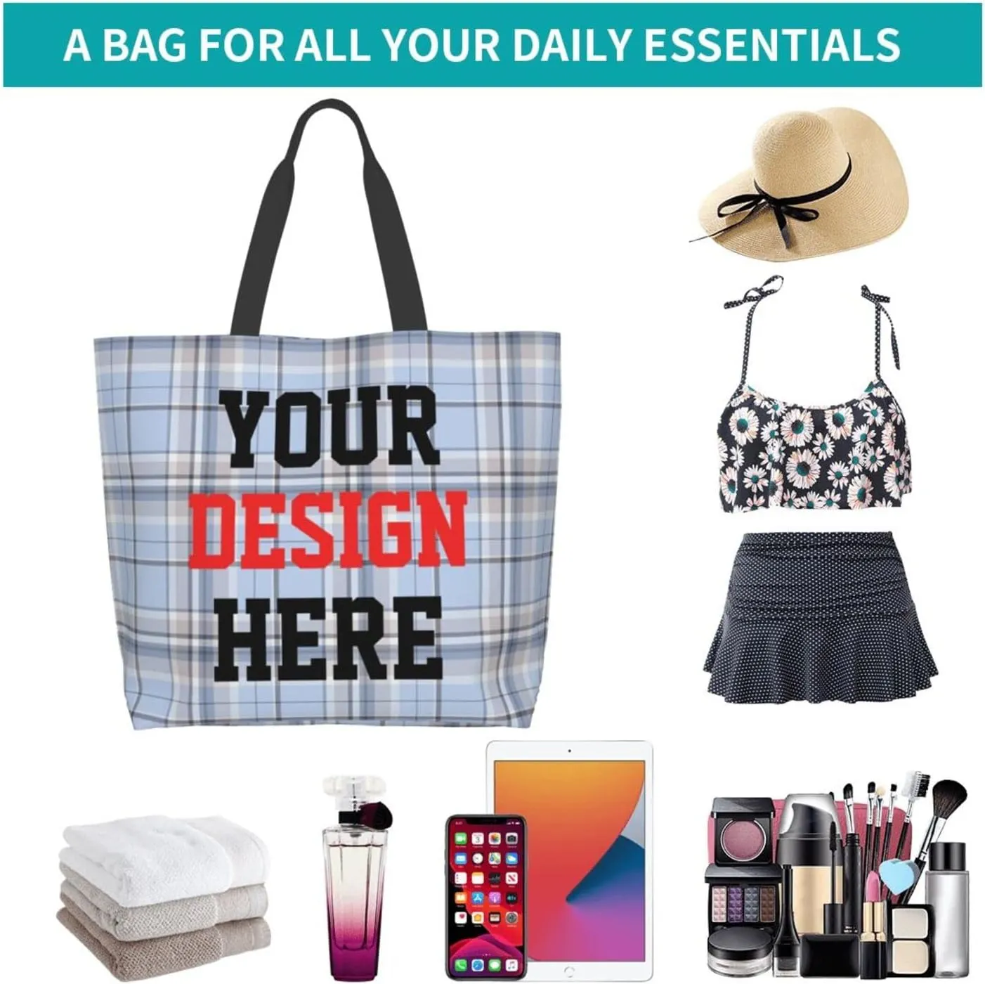 Custom Tote Bags Custom Bags With You Team Logo Text Picture Travel Business Shopping Women Teacher Personalized Shoulder Bag