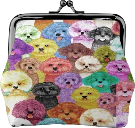 Cute Bichon Frise Dog Puppy Lovers Funny Coin Purses For Women Pu Leather Vintage Buckle Coin Kiss-Lock Colorful Print Change Purse Card Holder Pouch Wallets Small Makeup Bags Handbag Birthday Gifts