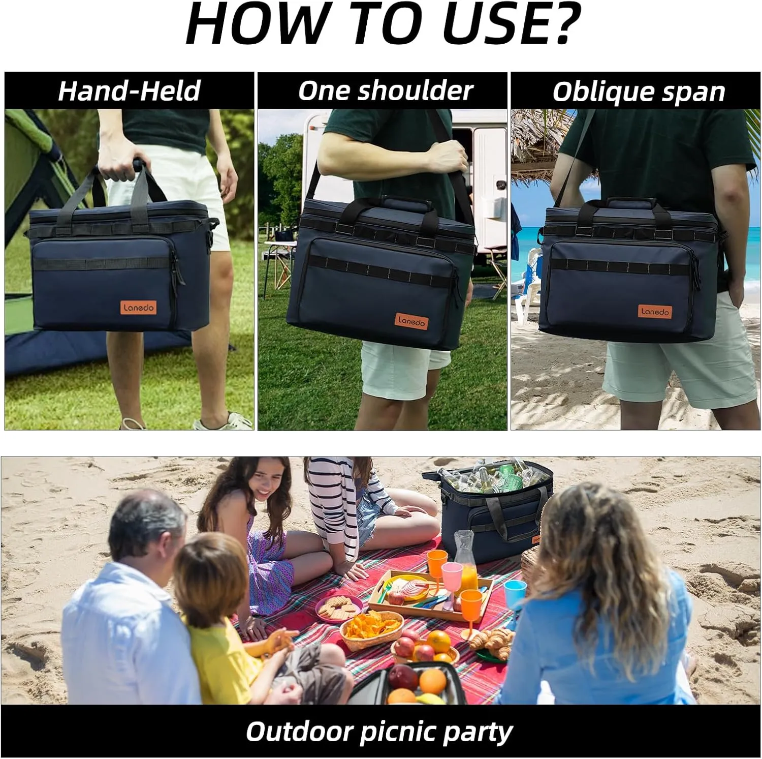 Deep Freeze Cooler Soft Sided Cooler Bag, 34 Can Collapsible Insulated Ice Chest, Large Leakproof Camping & Travel Cooler for Kayaking & Beach