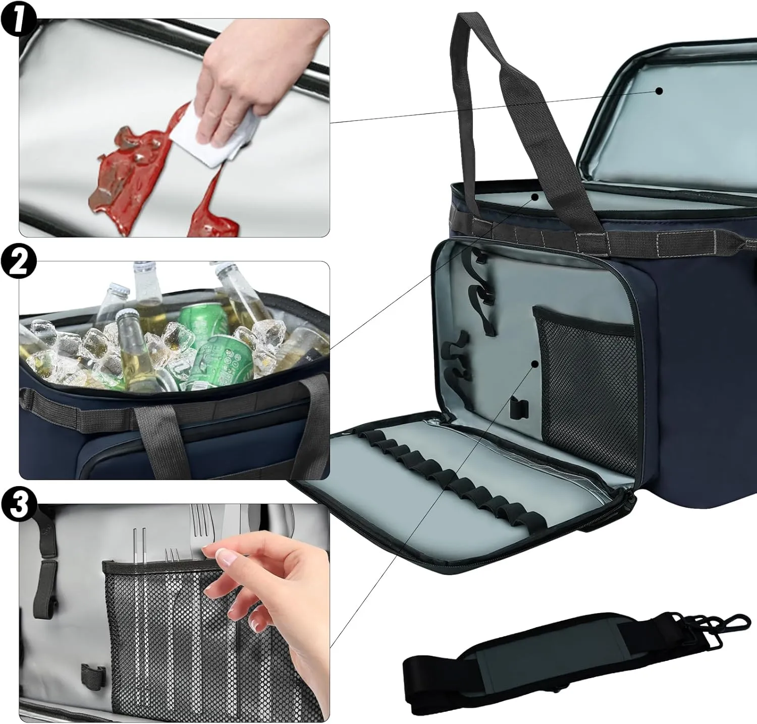 Deep Freeze Cooler Soft Sided Cooler Bag, 34 Can Collapsible Insulated Ice Chest, Large Leakproof Camping & Travel Cooler for Kayaking & Beach