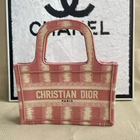 Dior Book Tote Pink Embroidered Canvas Medium Bag