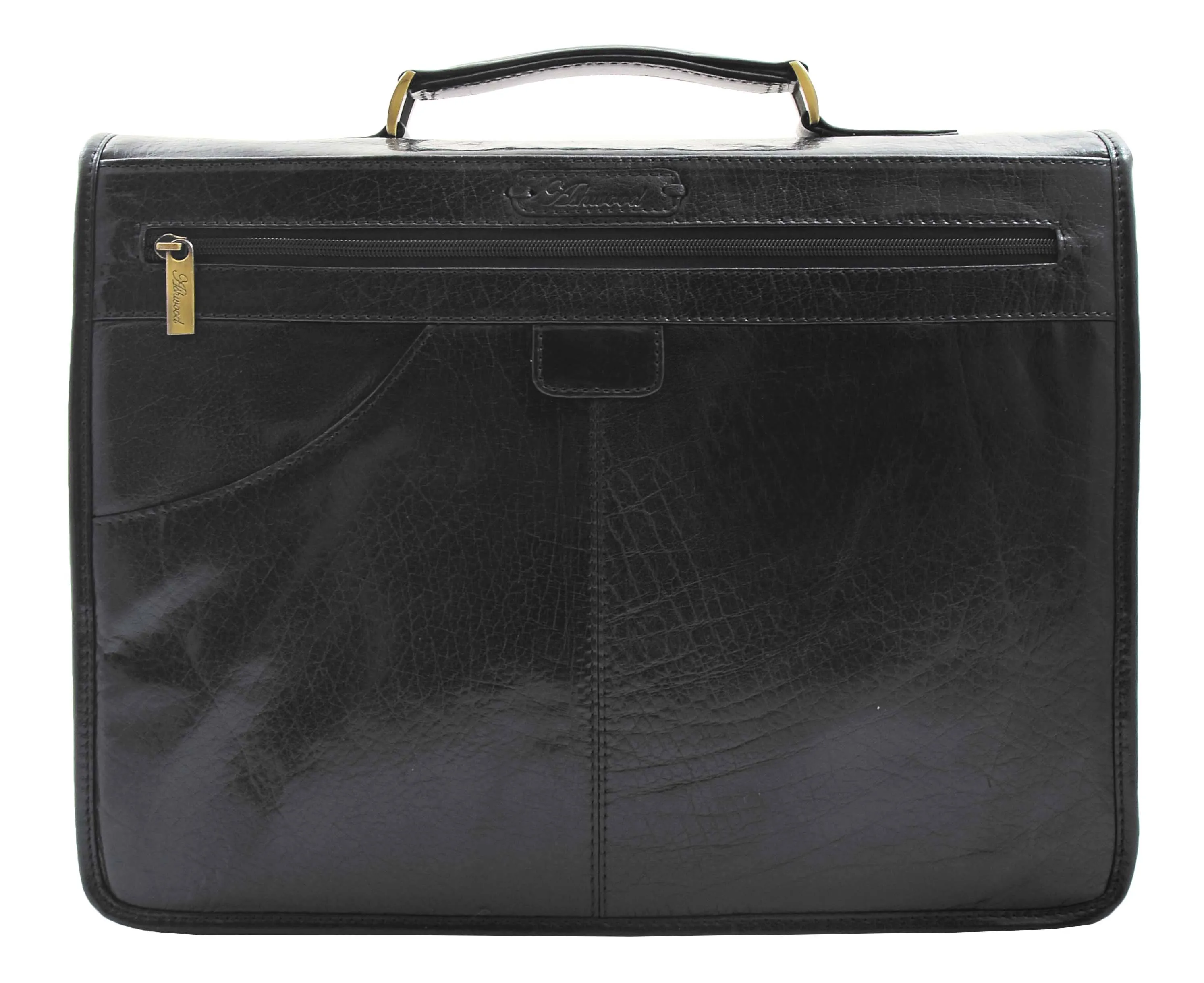 DR296 Men's Leather Briefcase Cross Body Bag Black