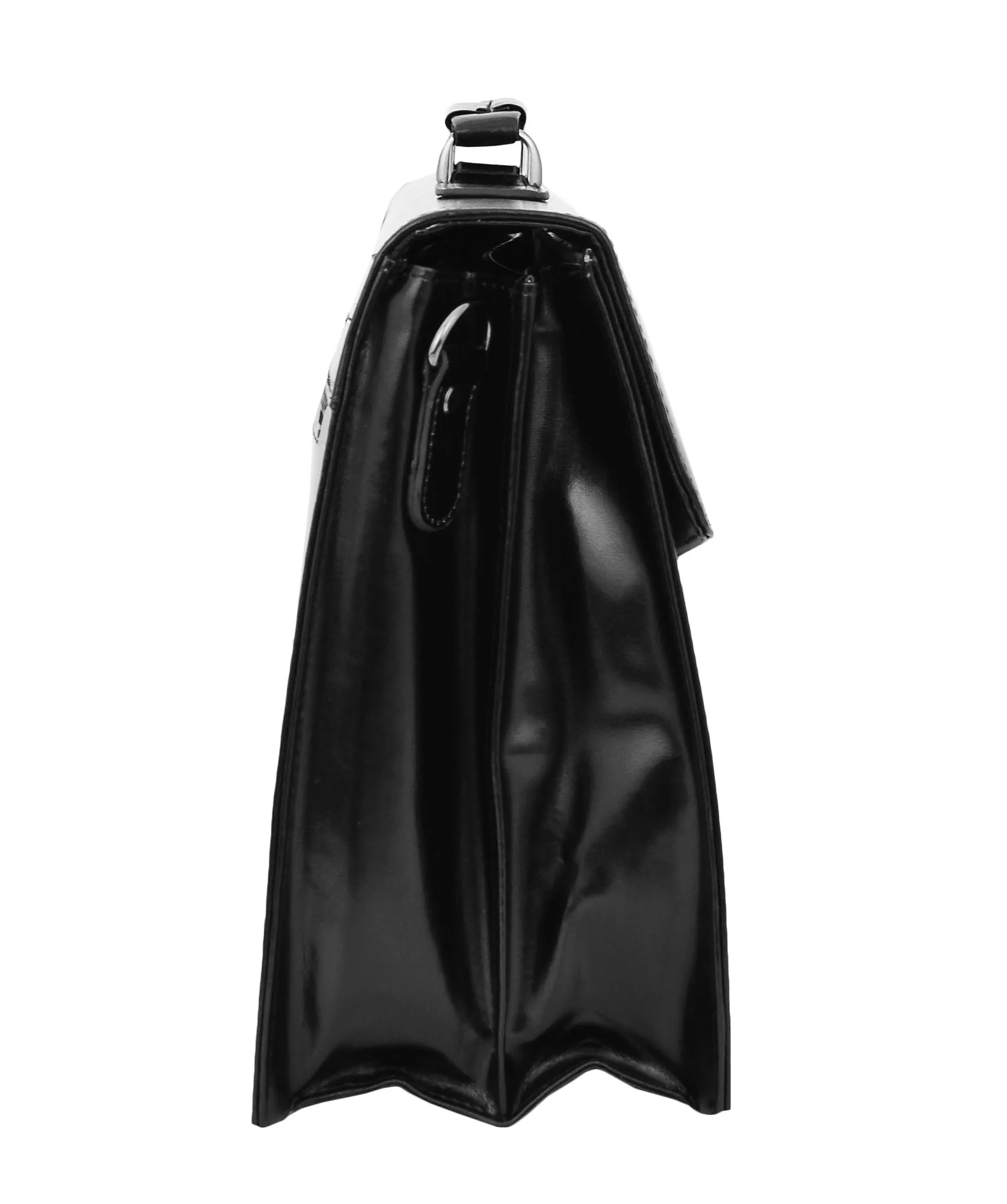 DR474 Men's Leather Flap Over Briefcase Black