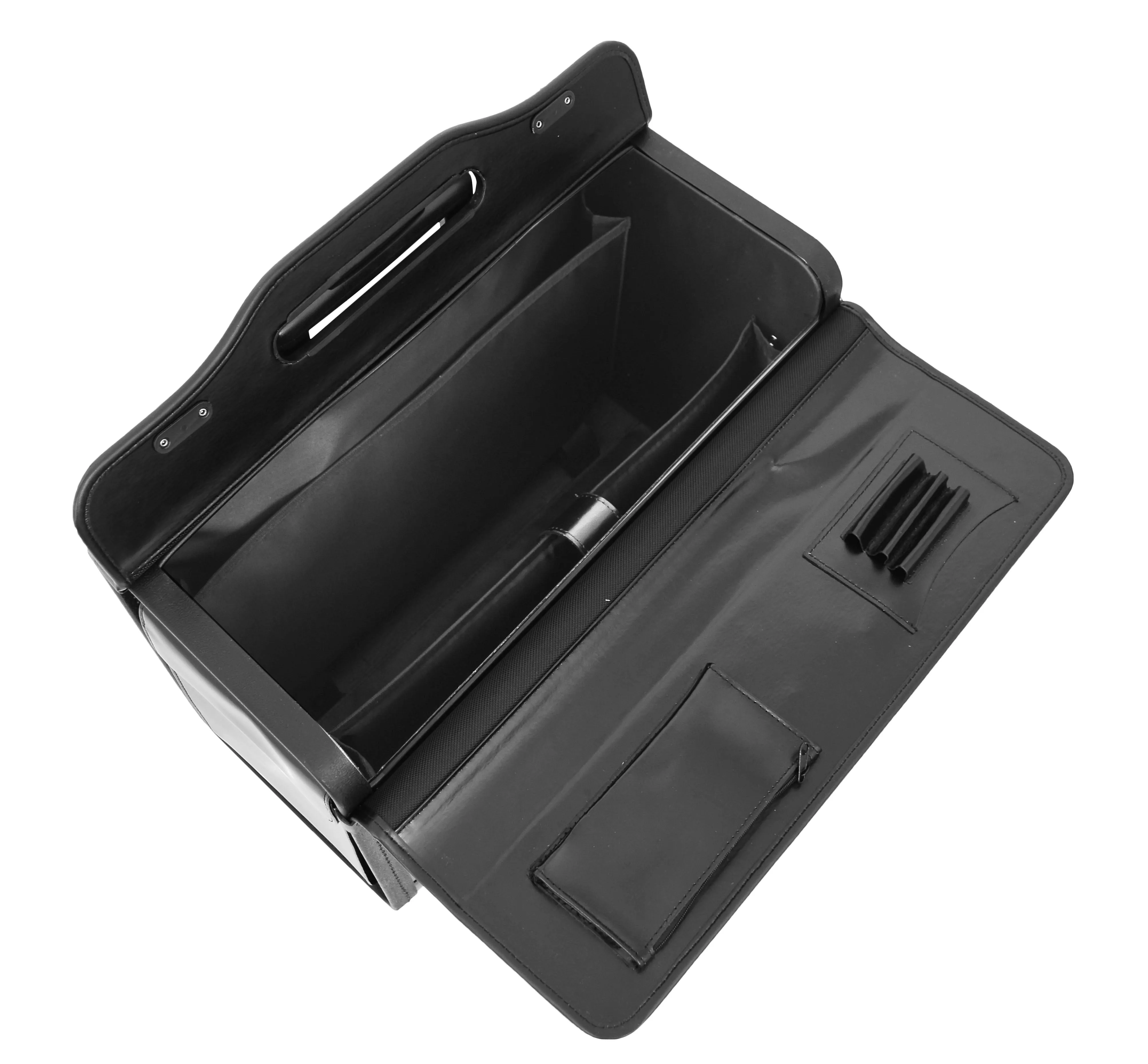 DR477 Leather Pilot Case Wheeled Lockable Laptop Bag Black