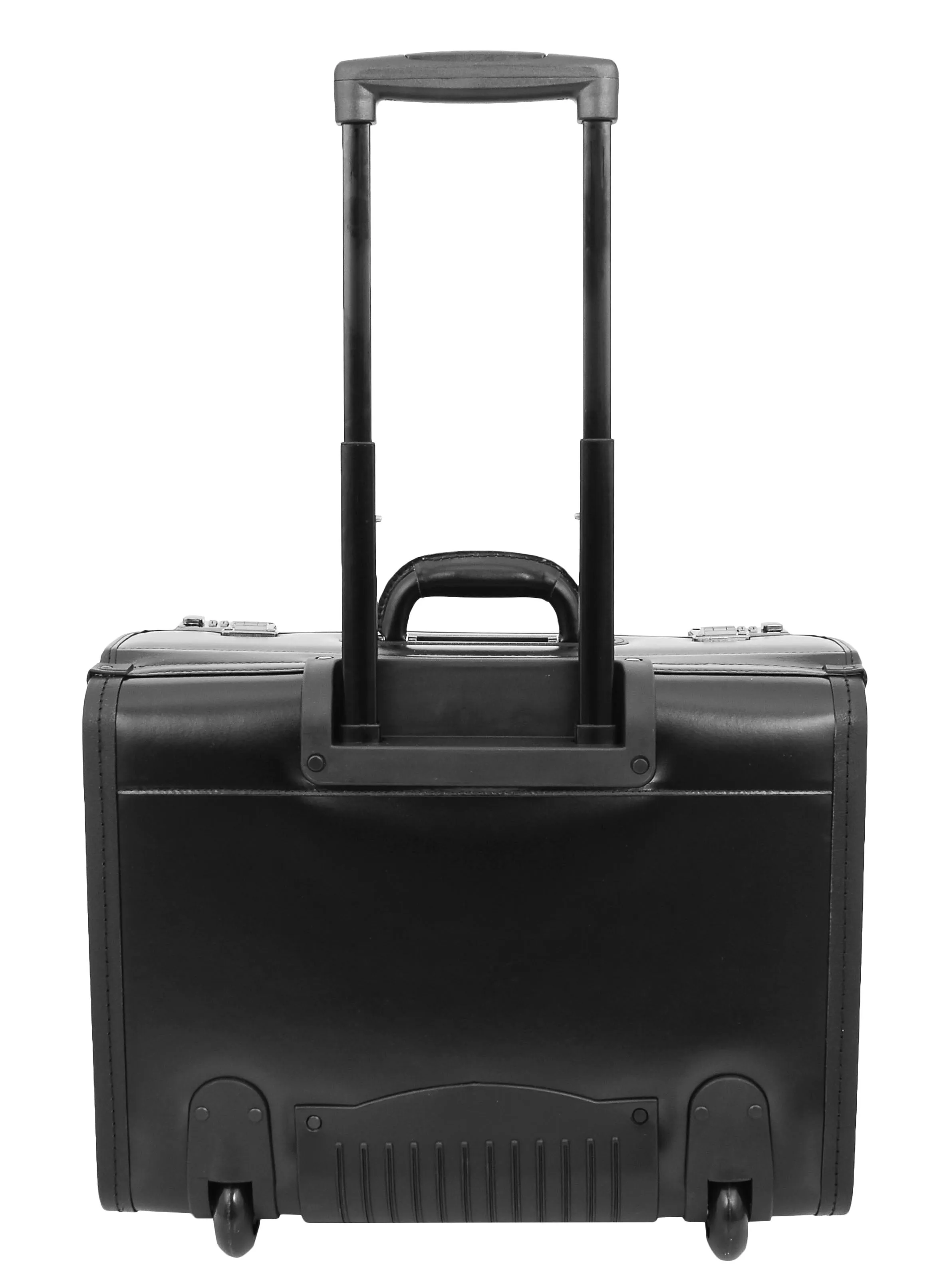 DR477 Leather Pilot Case Wheeled Lockable Laptop Bag Black