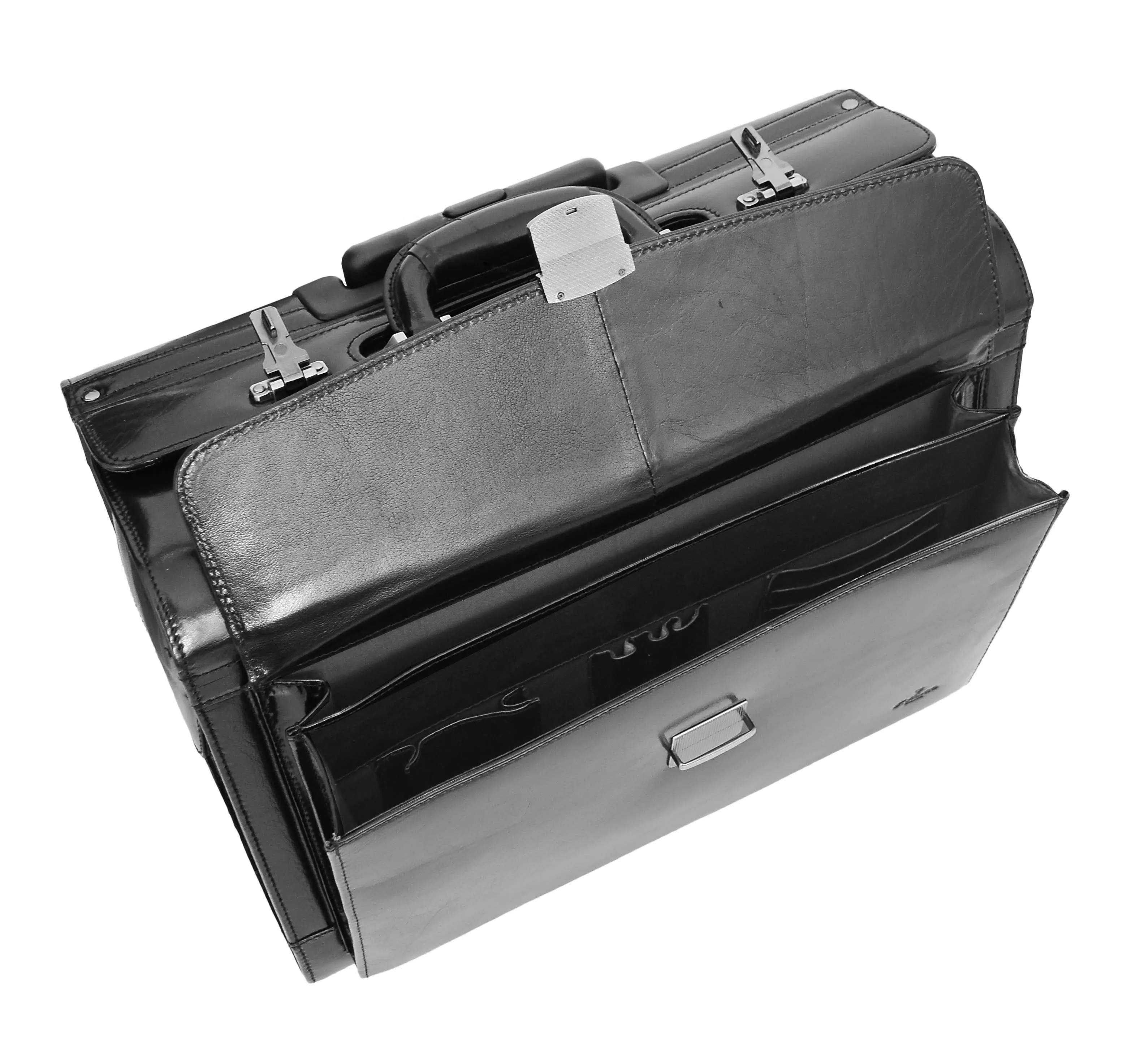 DR478 Exclusive Leather Pilot Case Laptop Bag Black