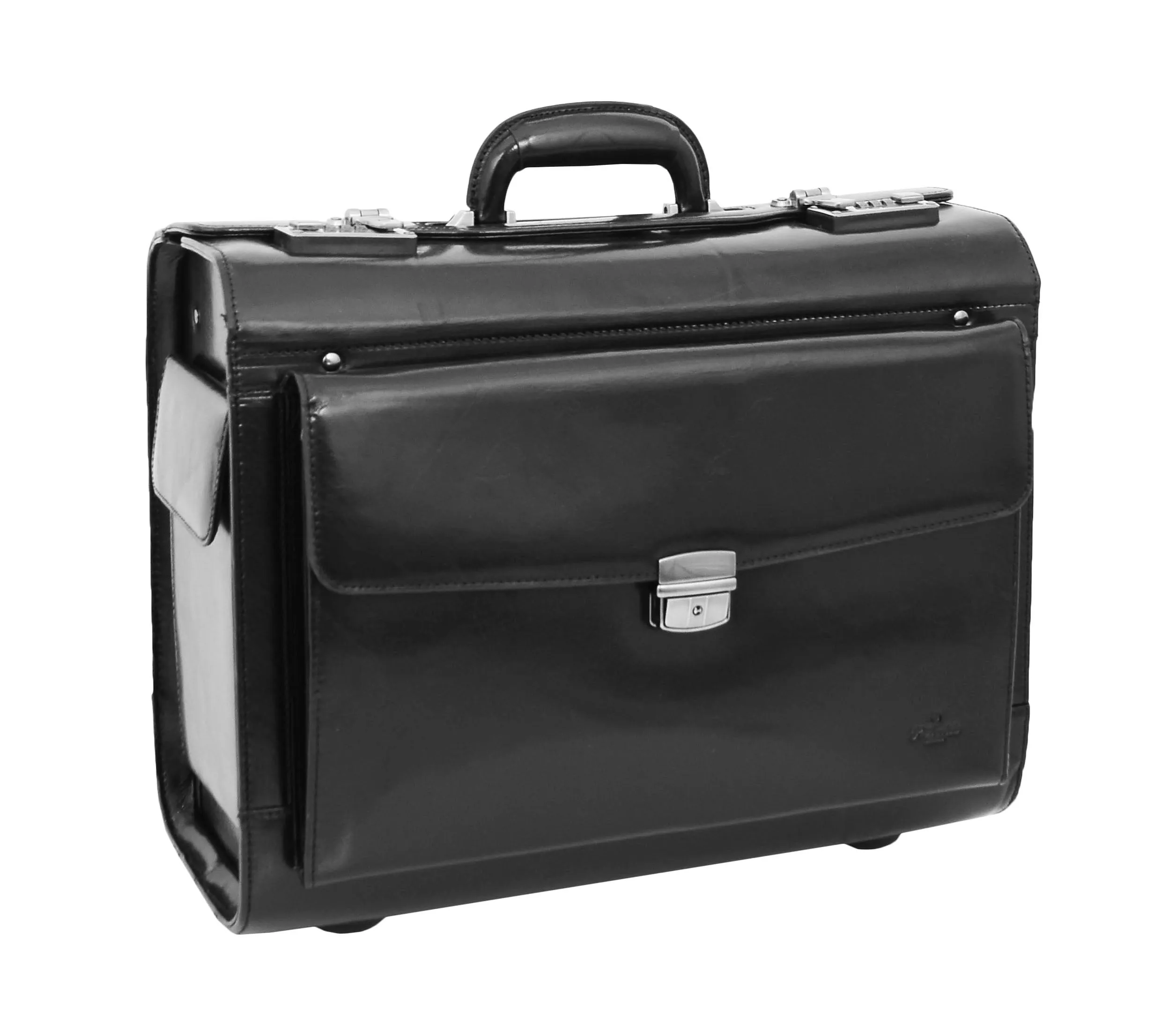 DR478 Exclusive Leather Pilot Case Laptop Bag Black