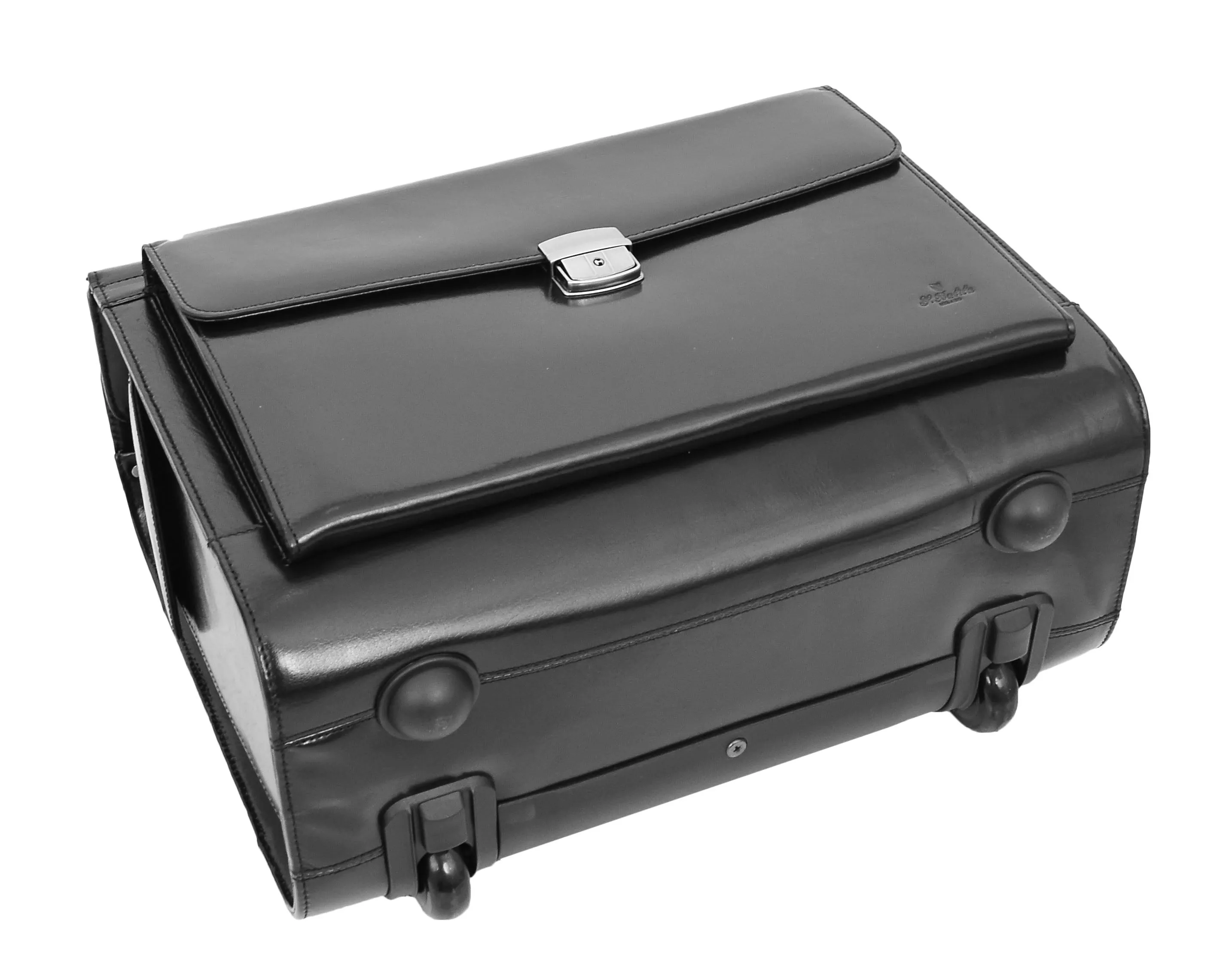 DR478 Exclusive Leather Pilot Case Laptop Bag Black