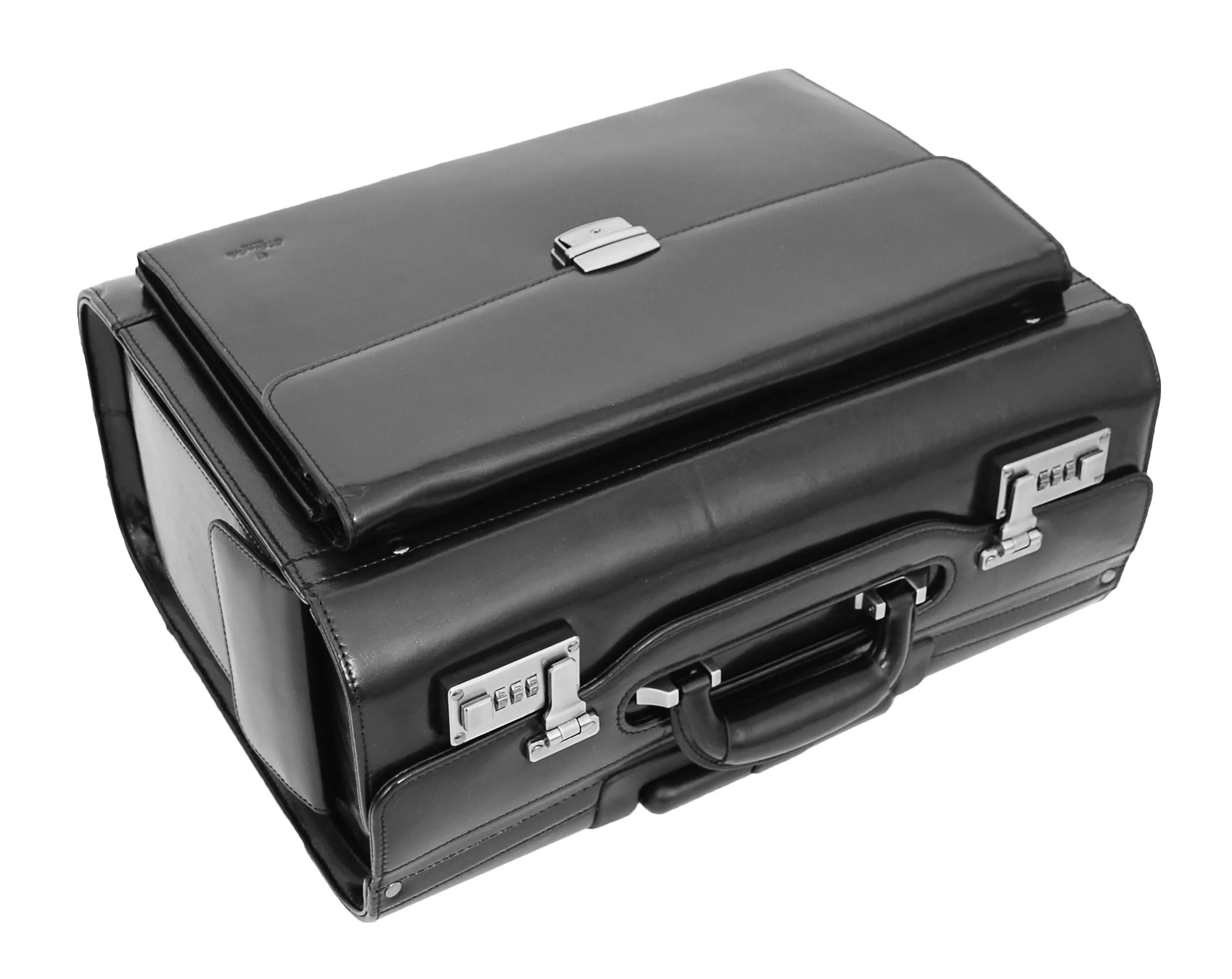 DR478 Exclusive Leather Pilot Case Laptop Bag Black