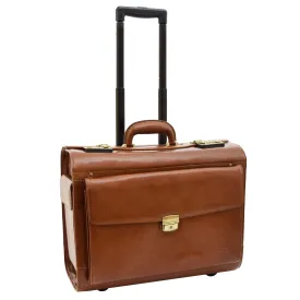 DR478 Exclusive Leather Pilot Case Laptop Bag Cognac