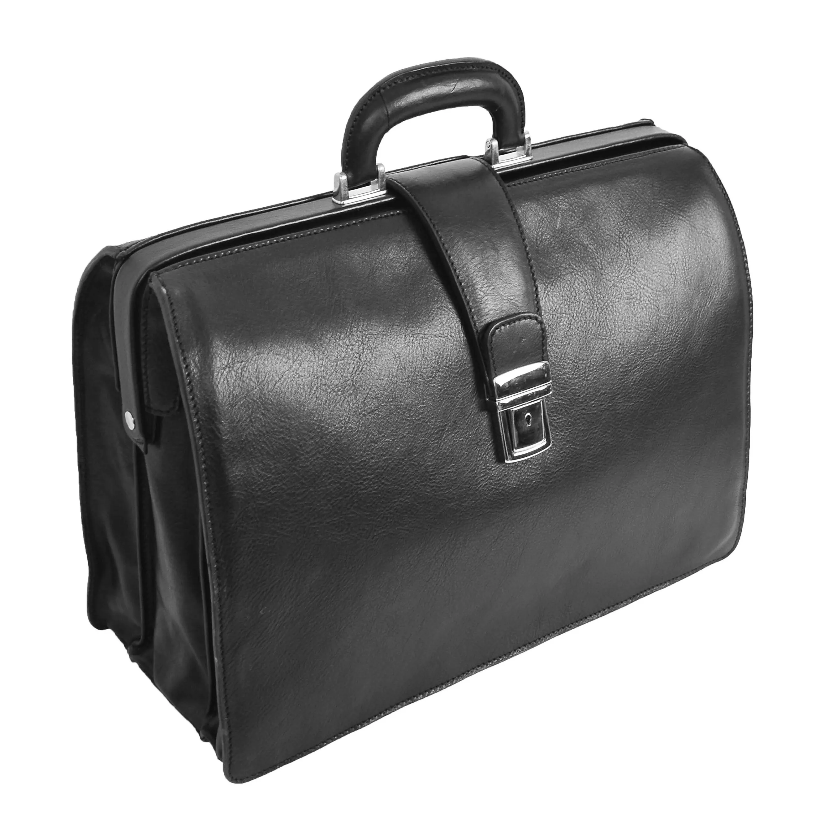DR479 Real Leather Doctors Briefcase Gladstone Bag Black