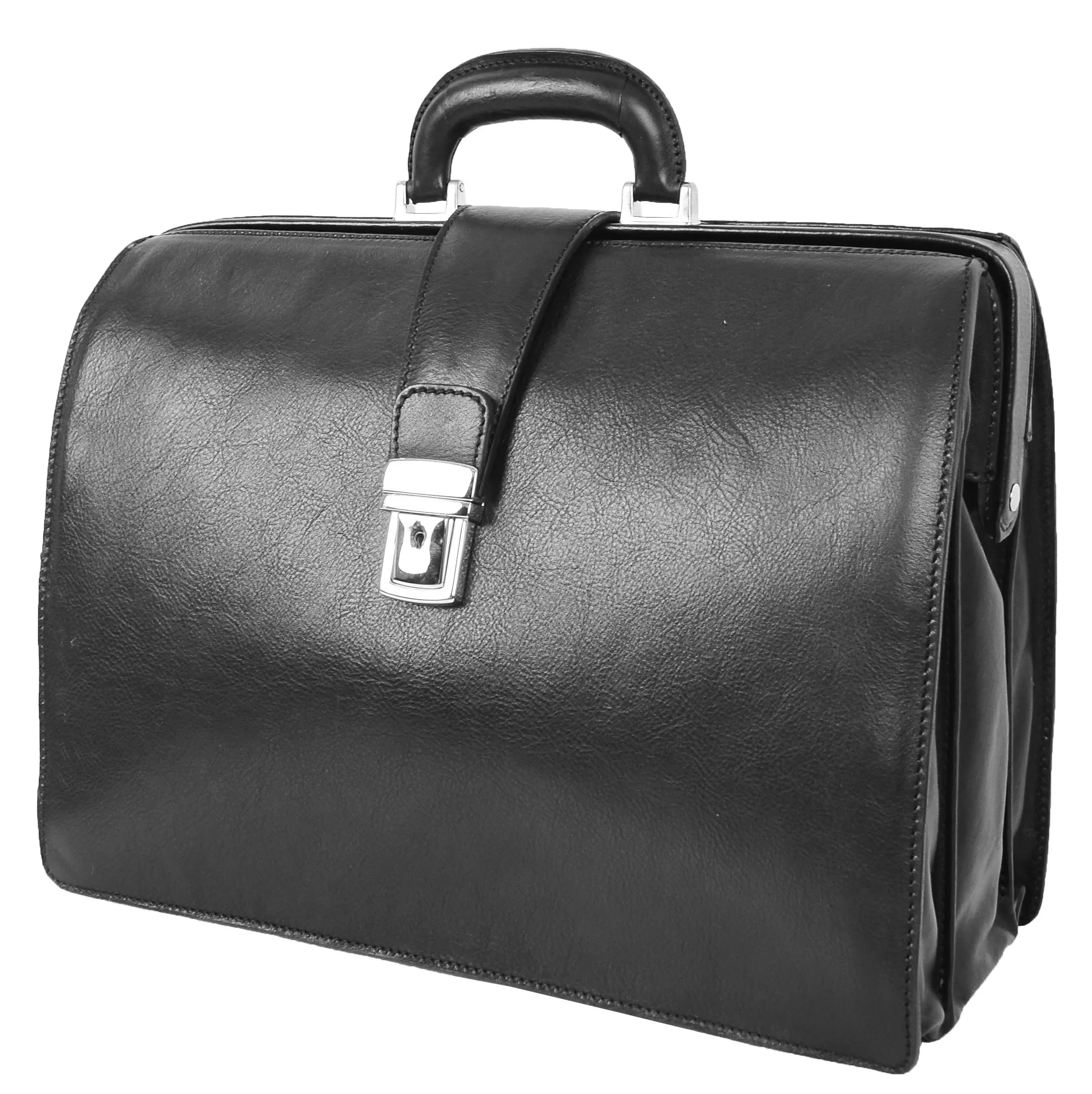 DR479 Real Leather Doctors Briefcase Gladstone Bag Black