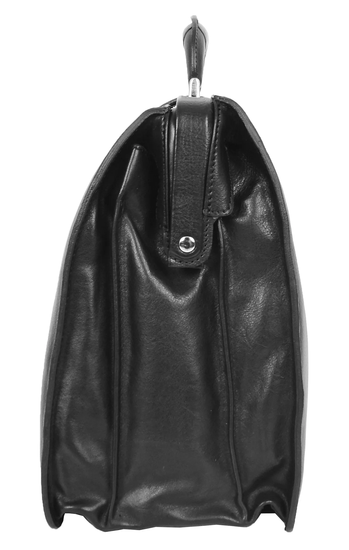 DR479 Real Leather Doctors Briefcase Gladstone Bag Black