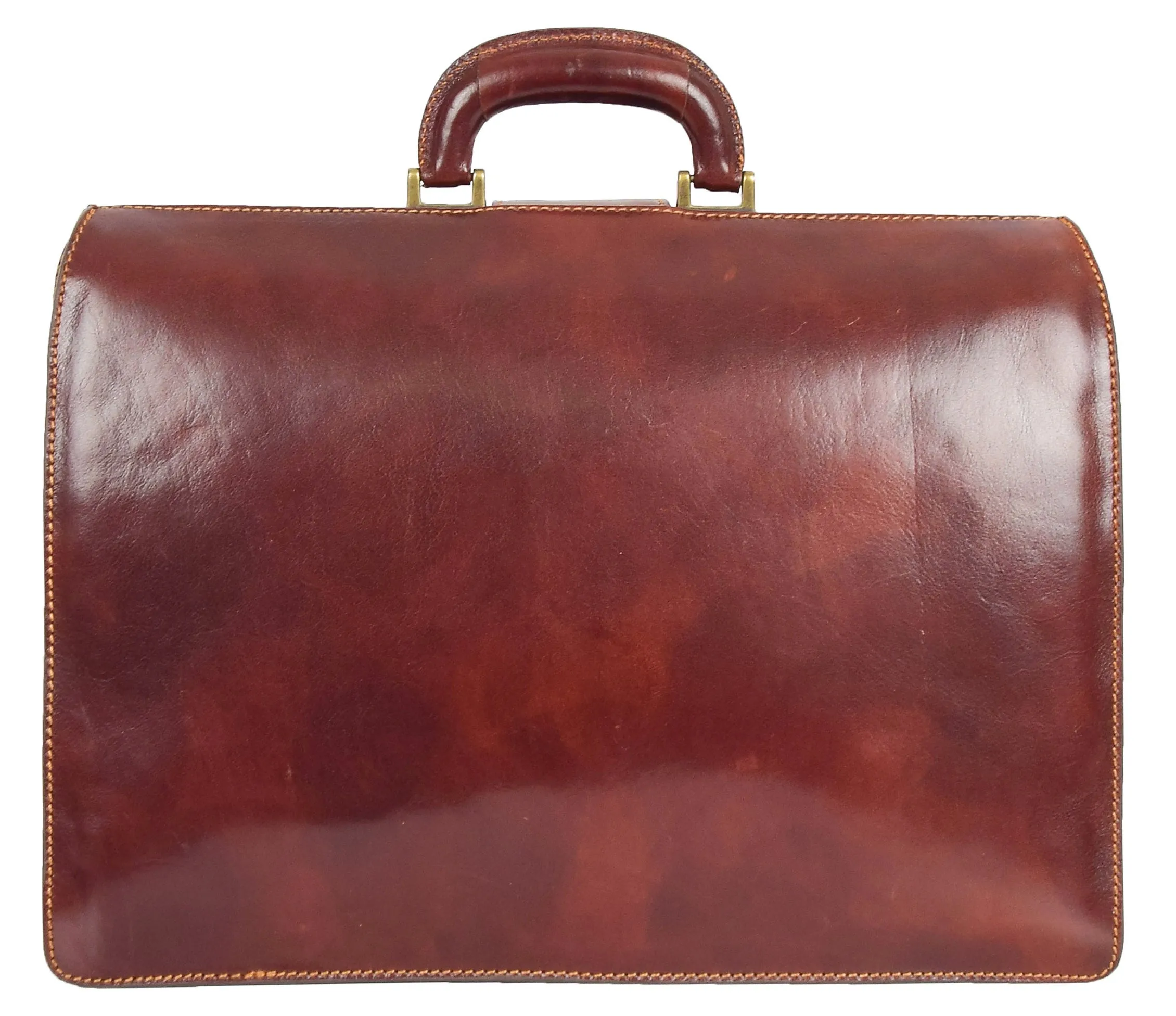 DR479 Real Leather Doctors Briefcase Gladstone Bag Brown