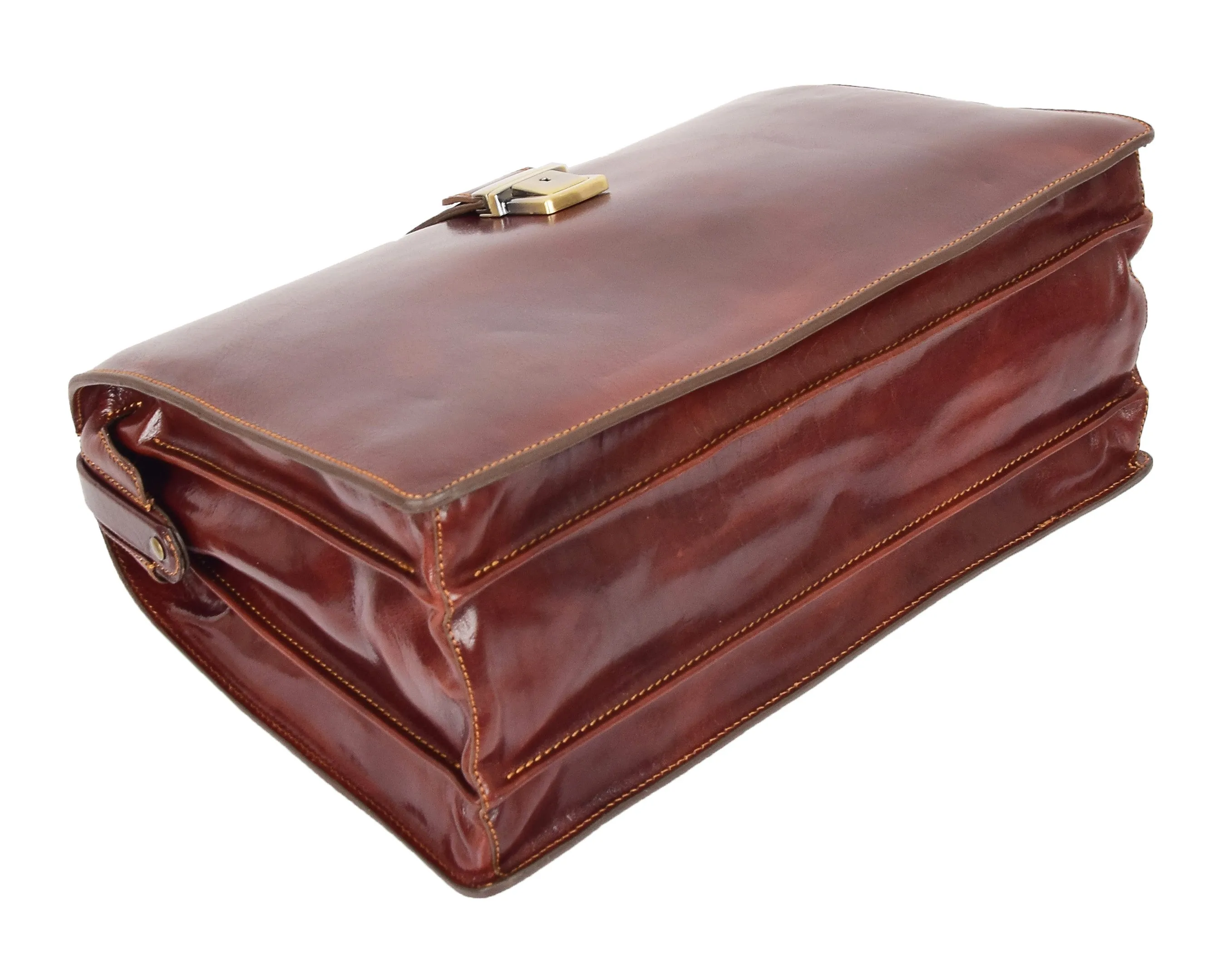 DR479 Real Leather Doctors Briefcase Gladstone Bag Brown