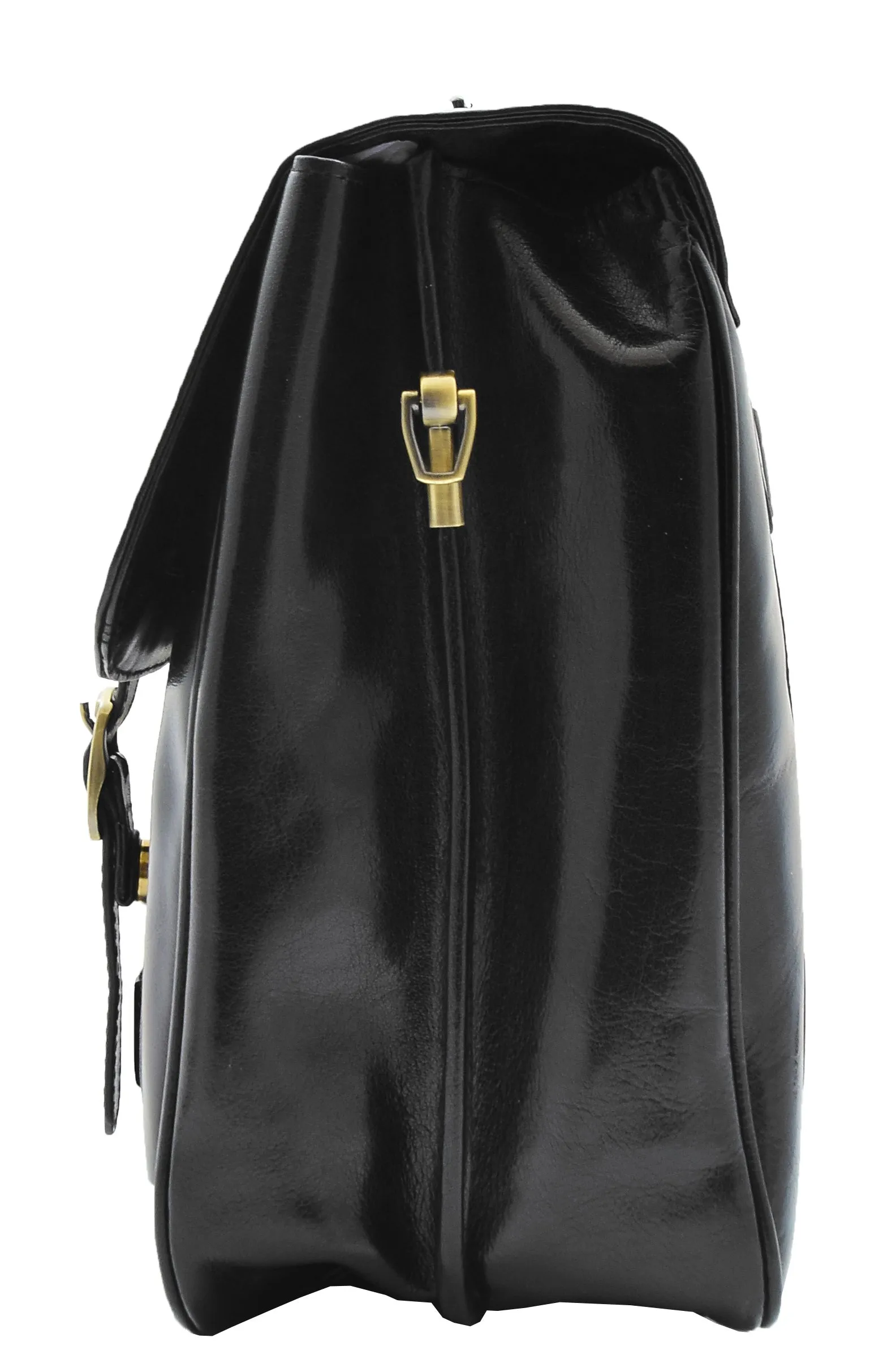 DR480 Men's Leather Briefcase Cross Body Bag Black