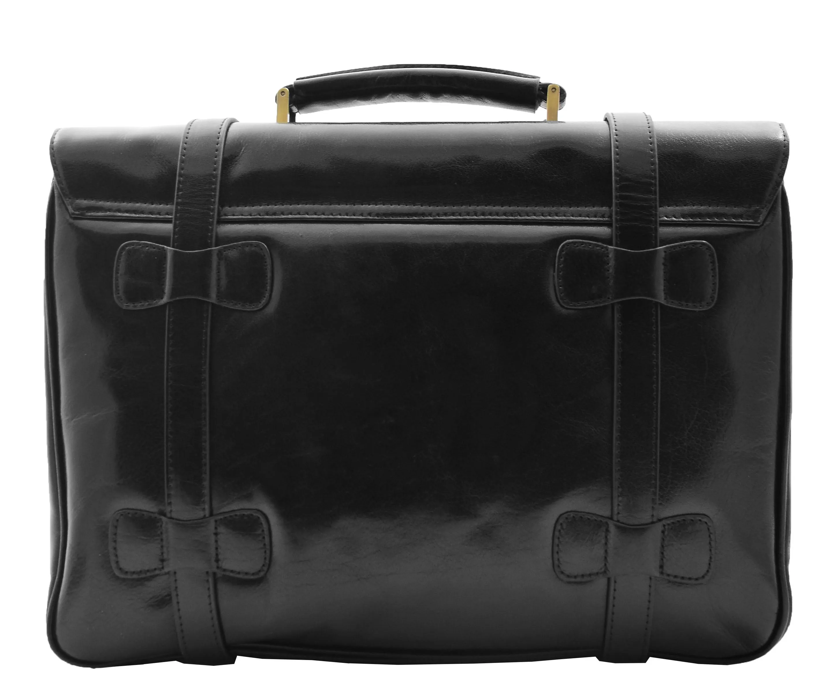 DR480 Men's Leather Briefcase Cross Body Bag Black