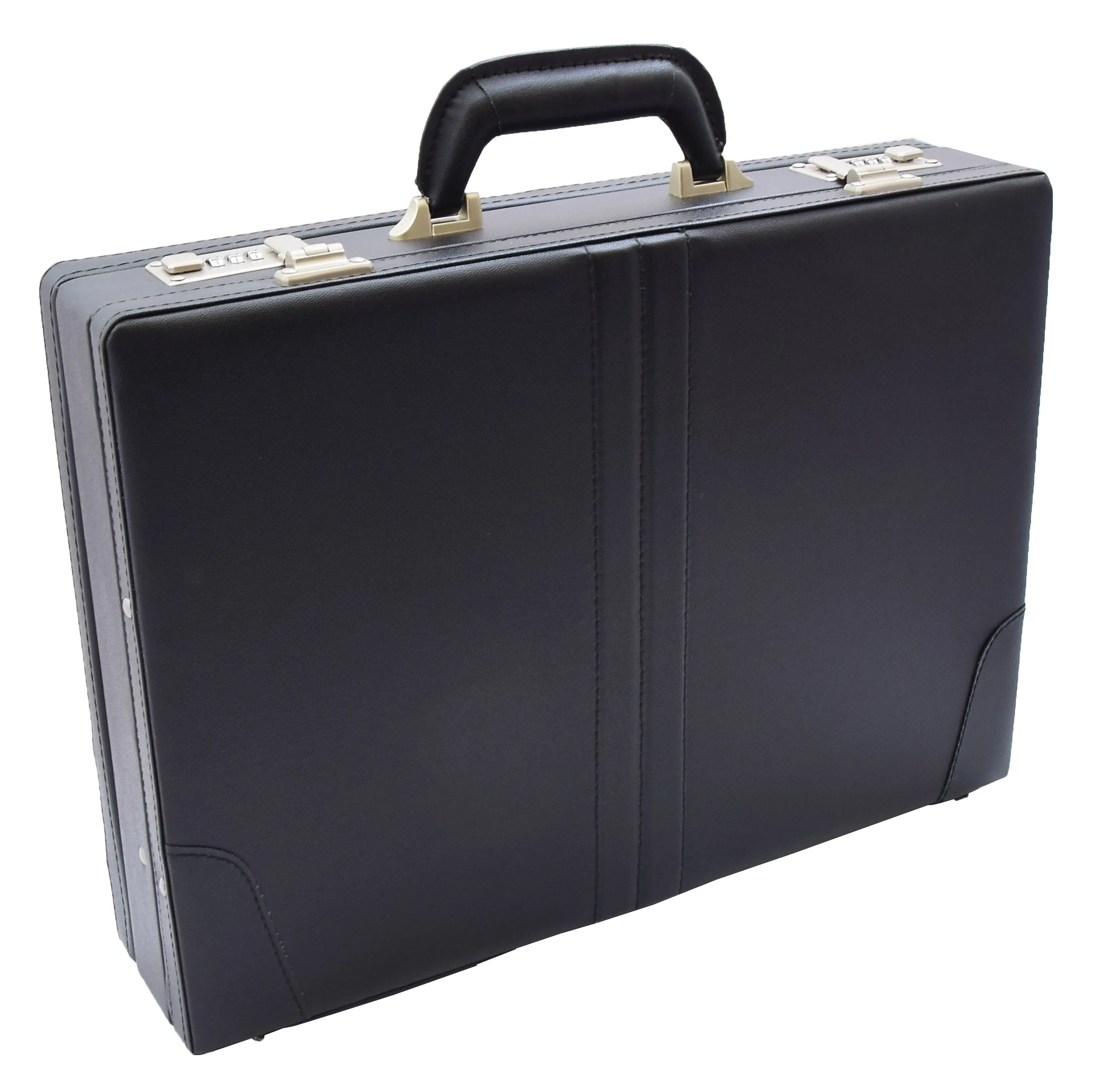 DR483 Faux Leather Briefcase Classic Traditional Attache Black