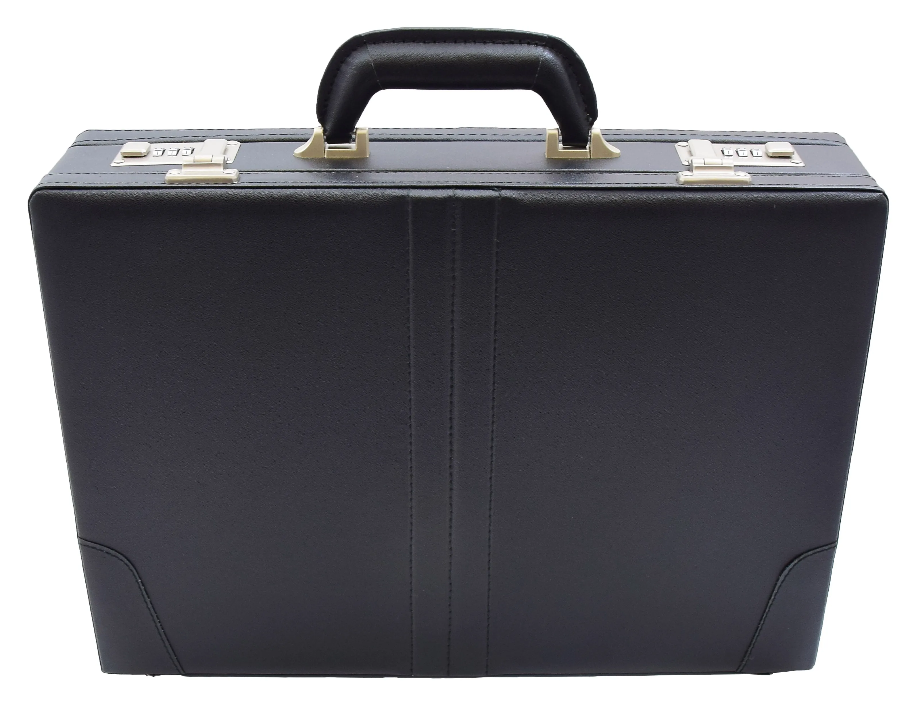 DR483 Faux Leather Briefcase Classic Traditional Attache Black