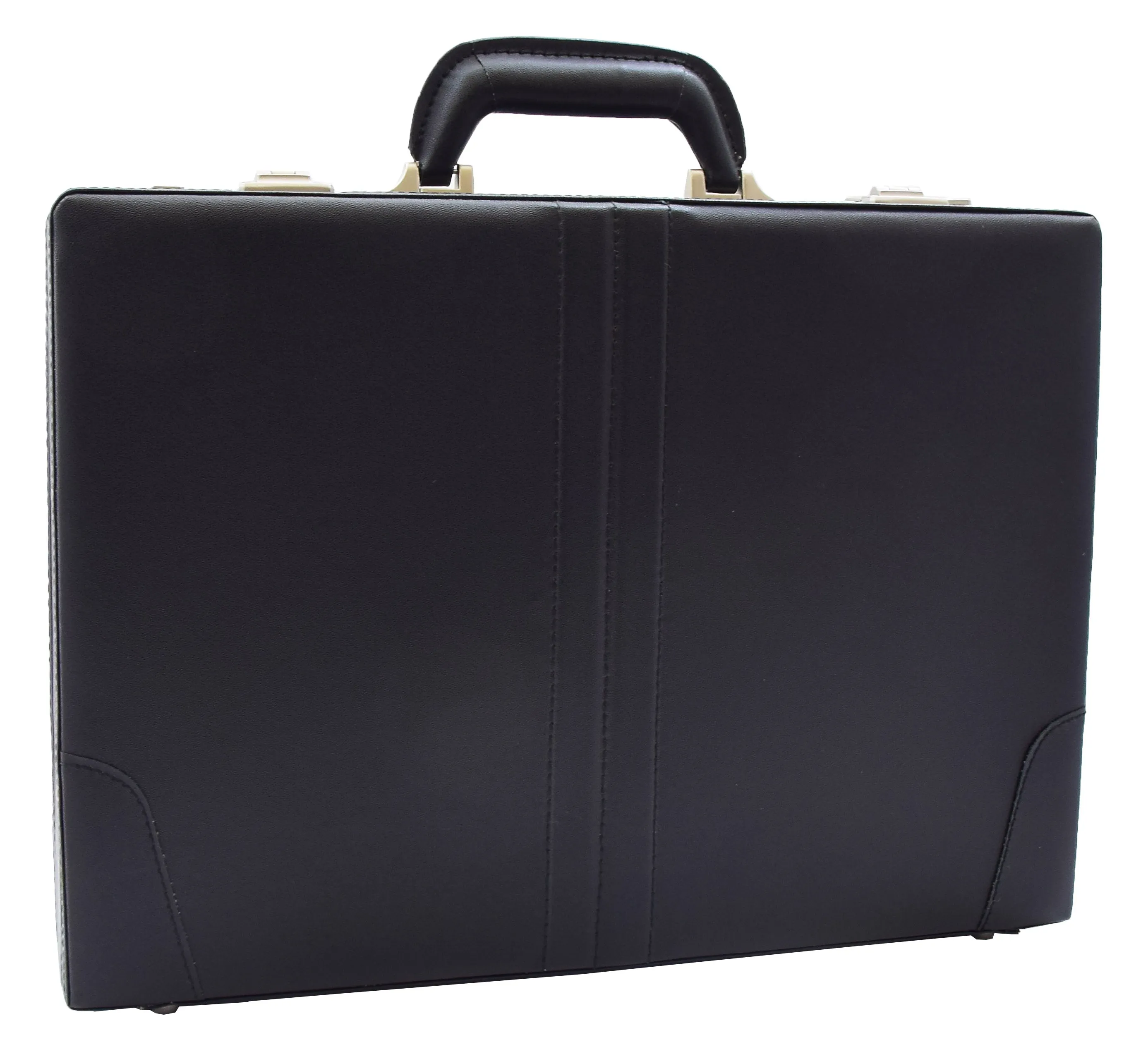 DR483 Faux Leather Briefcase Classic Traditional Attache Black