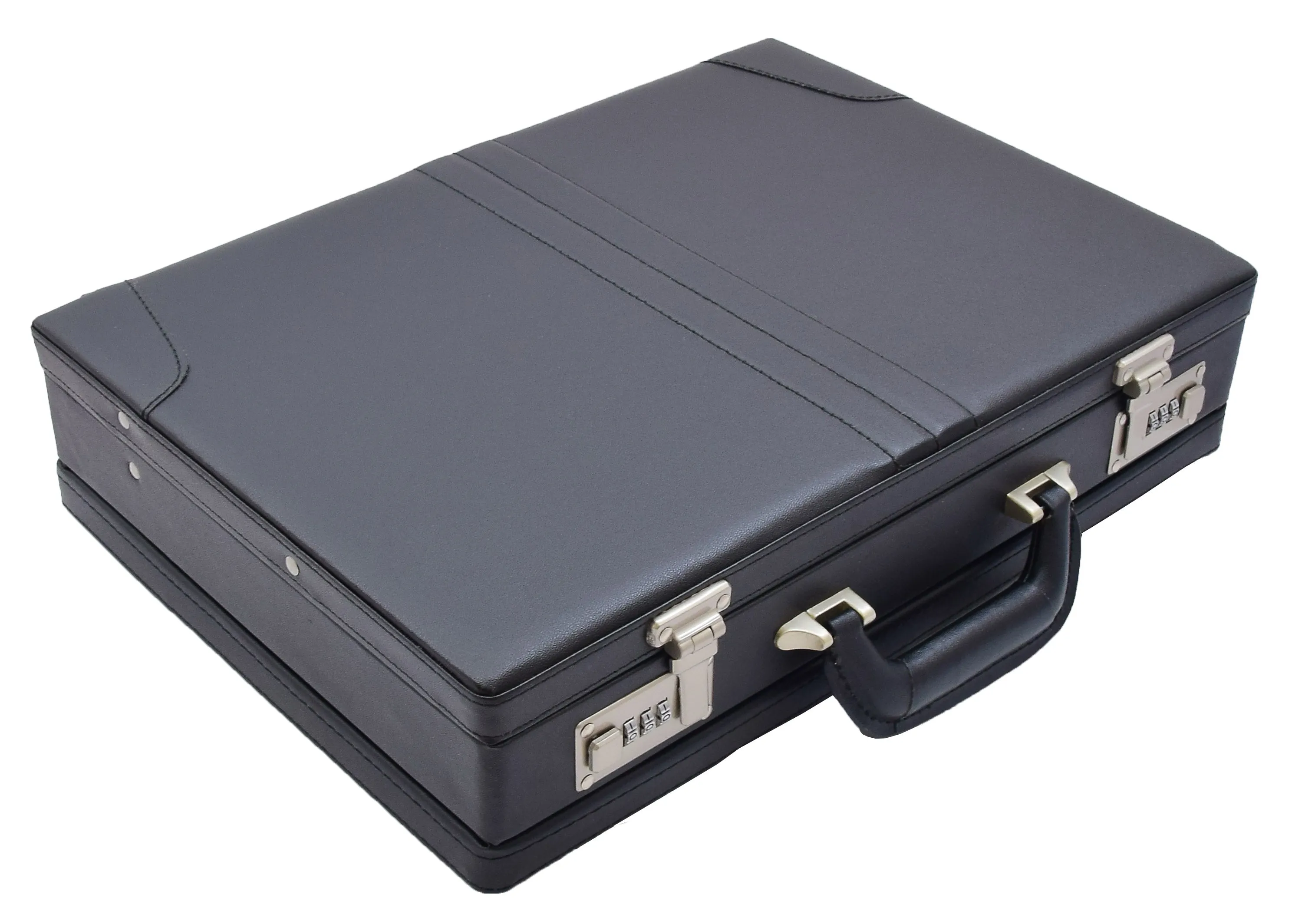 DR483 Faux Leather Briefcase Classic Traditional Attache Black